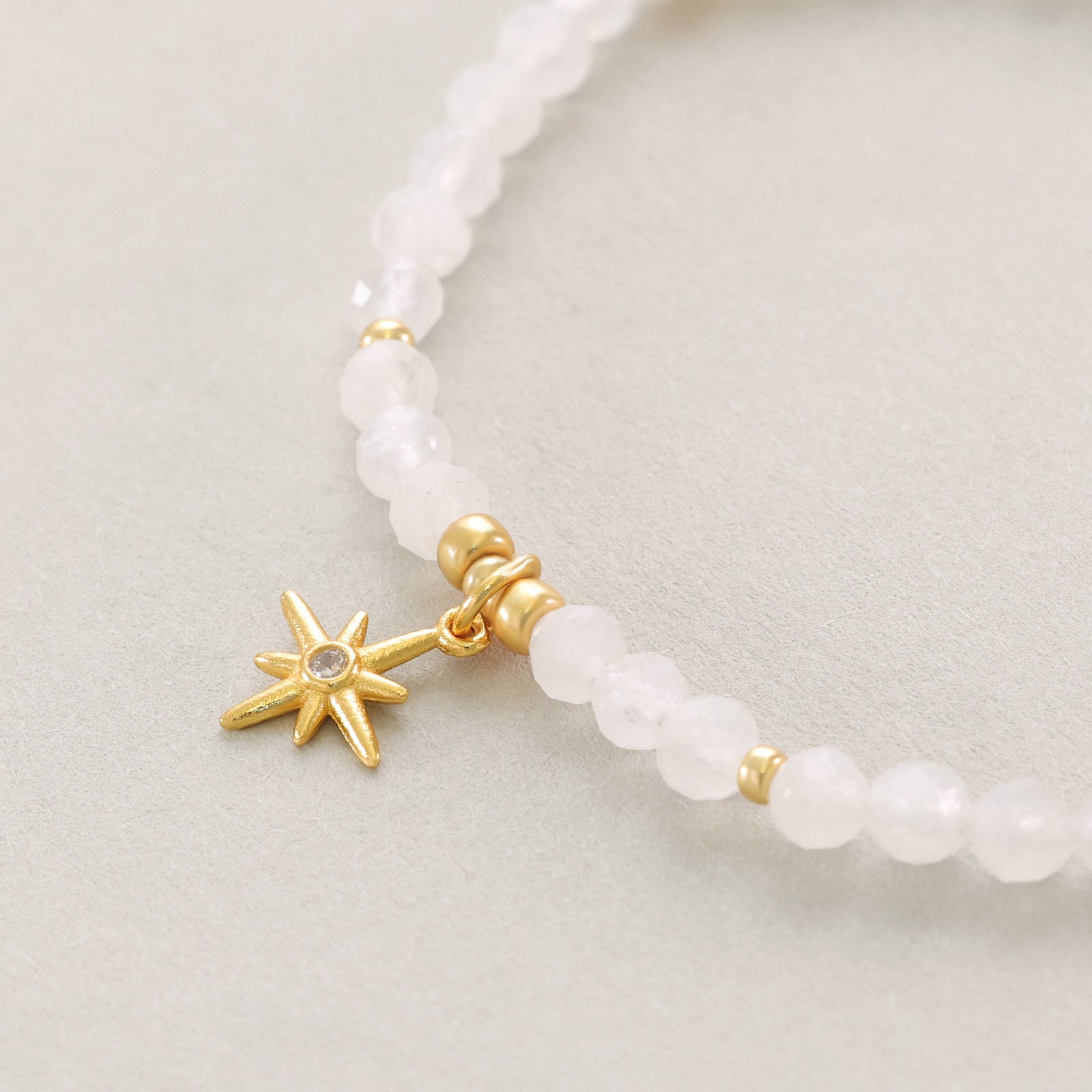 Mondstein Armband mit Nordstern Anhänger - 925er Sterling Silber