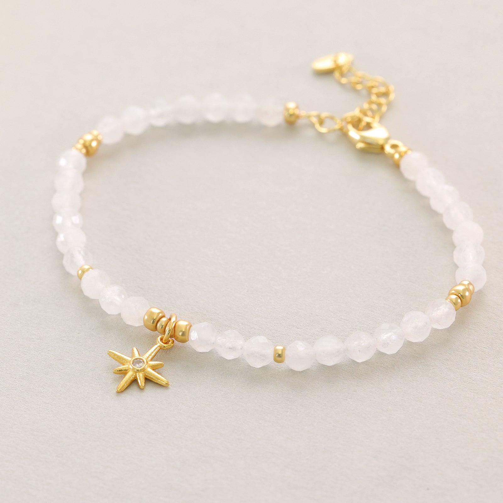 Mondstein Armband mit Nordstern Anhänger - 925er Sterling Silber