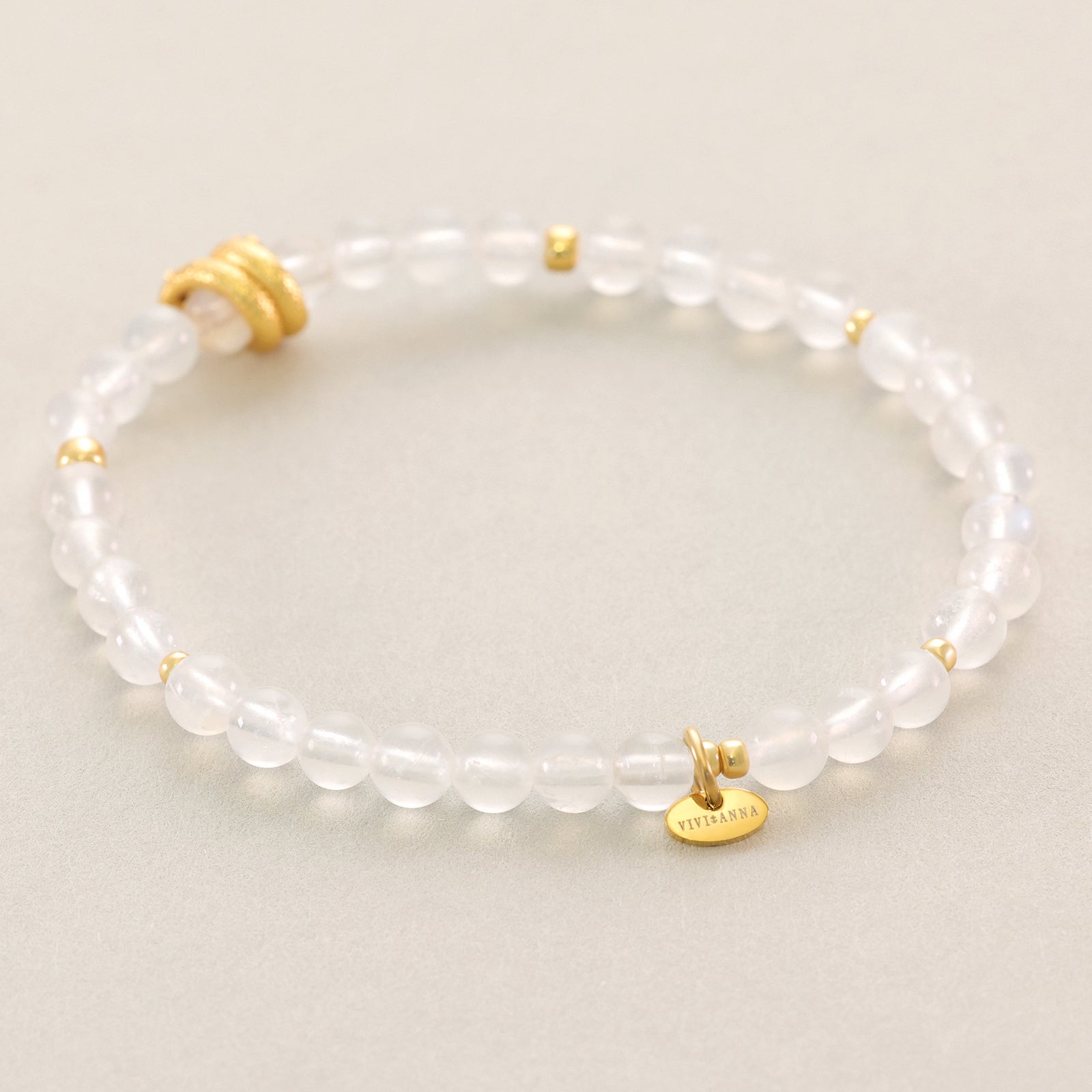 Regenbogen-Mondstein Armband mit Schlange Anhänger - 925er Sterling Silber