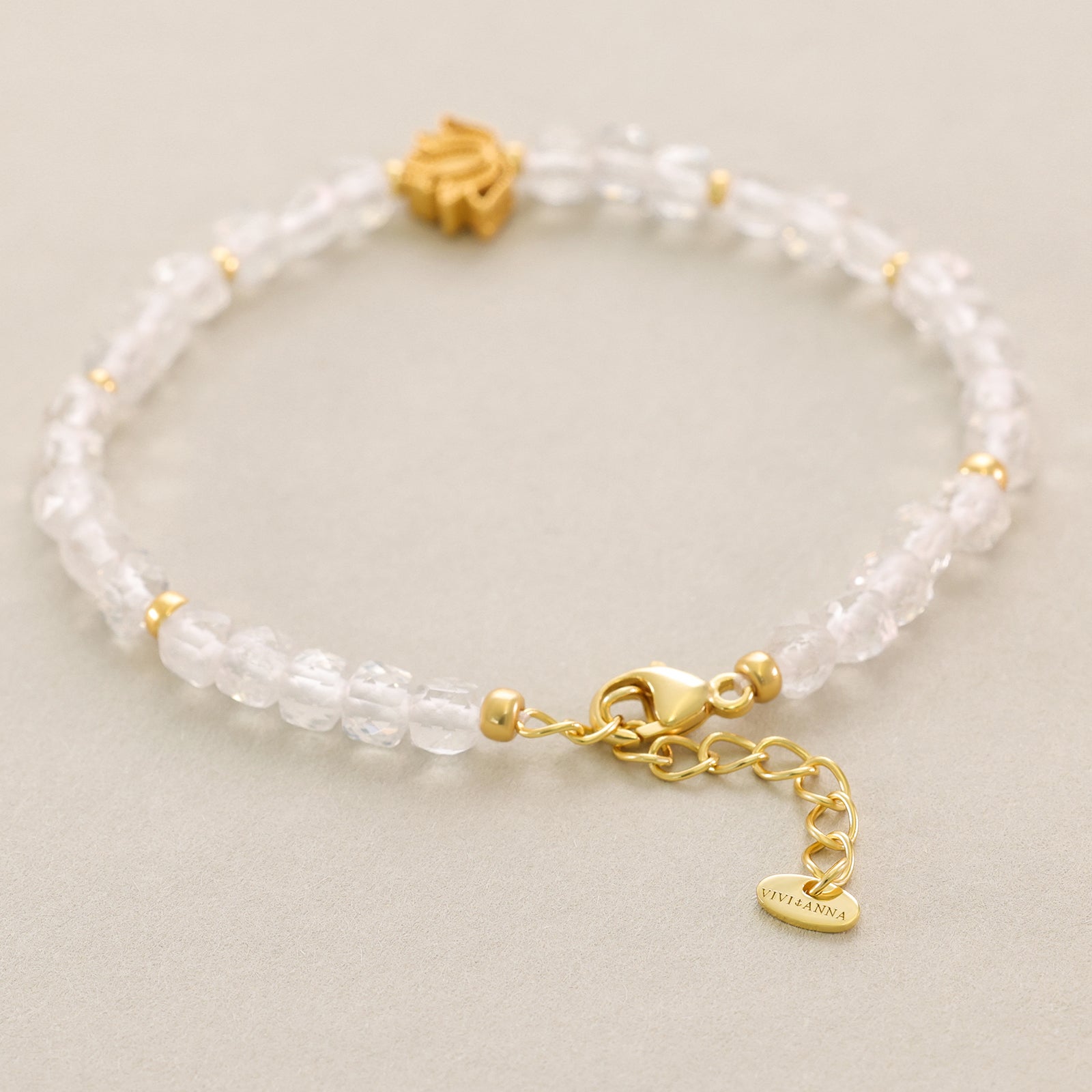 Bergkristall Armband mit Lotusblume - 925 Sterling Silber Damen Armband VIVIANNASCHMUCK