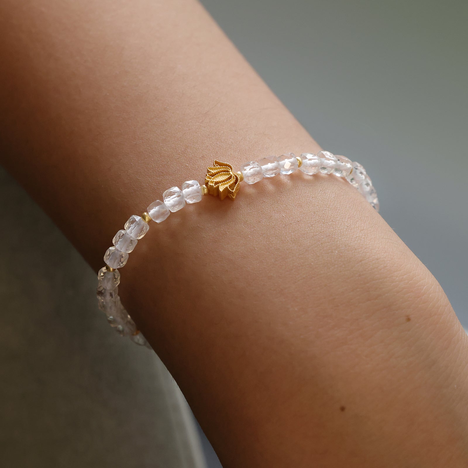 Bergkristall Armband mit Lotusblume - 925 Sterling Silber Damen Armband VIVIANNASCHMUCK