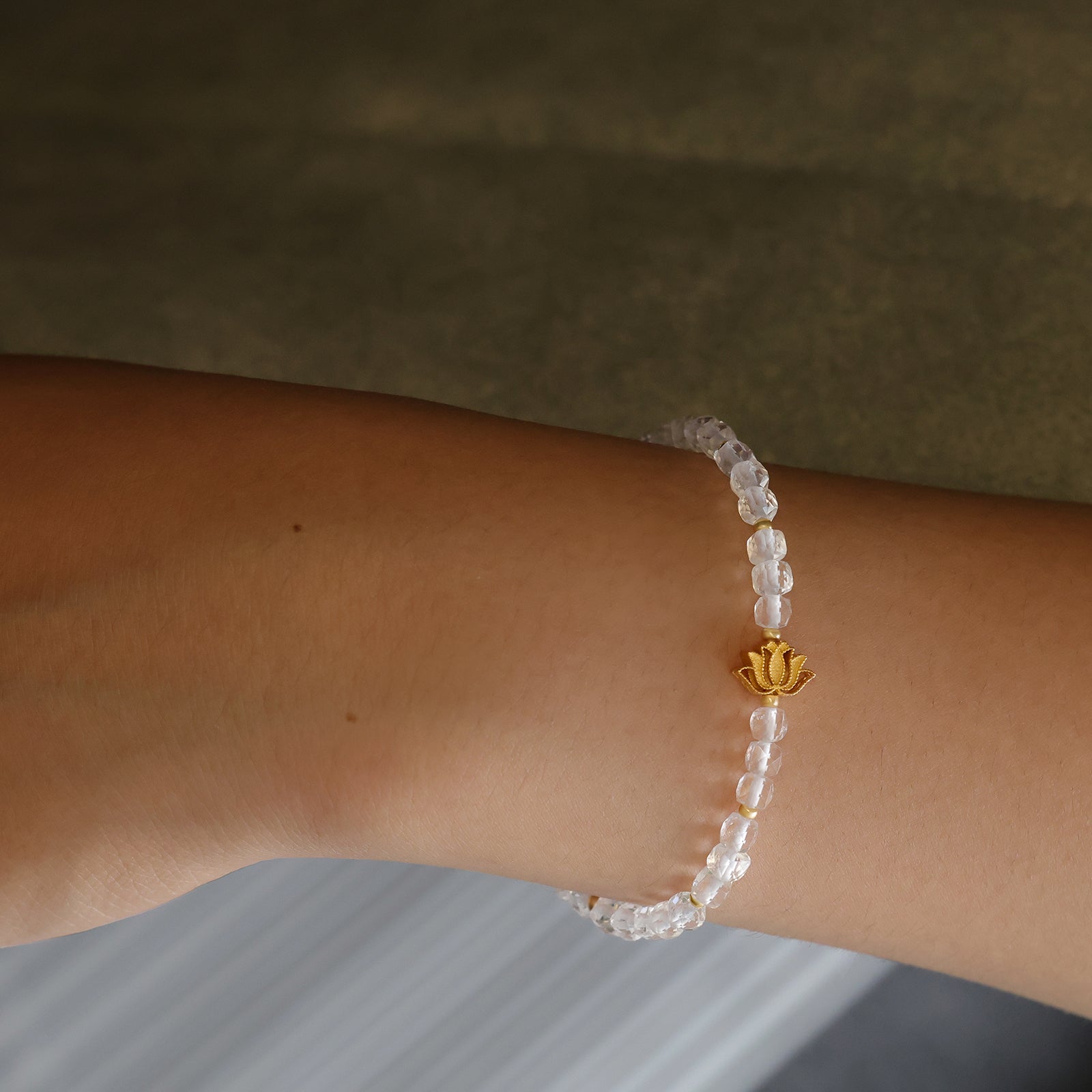 Bergkristall Armband mit Lotusblume - 925 Sterling Silber Damen Armband VIVIANNASCHMUCK