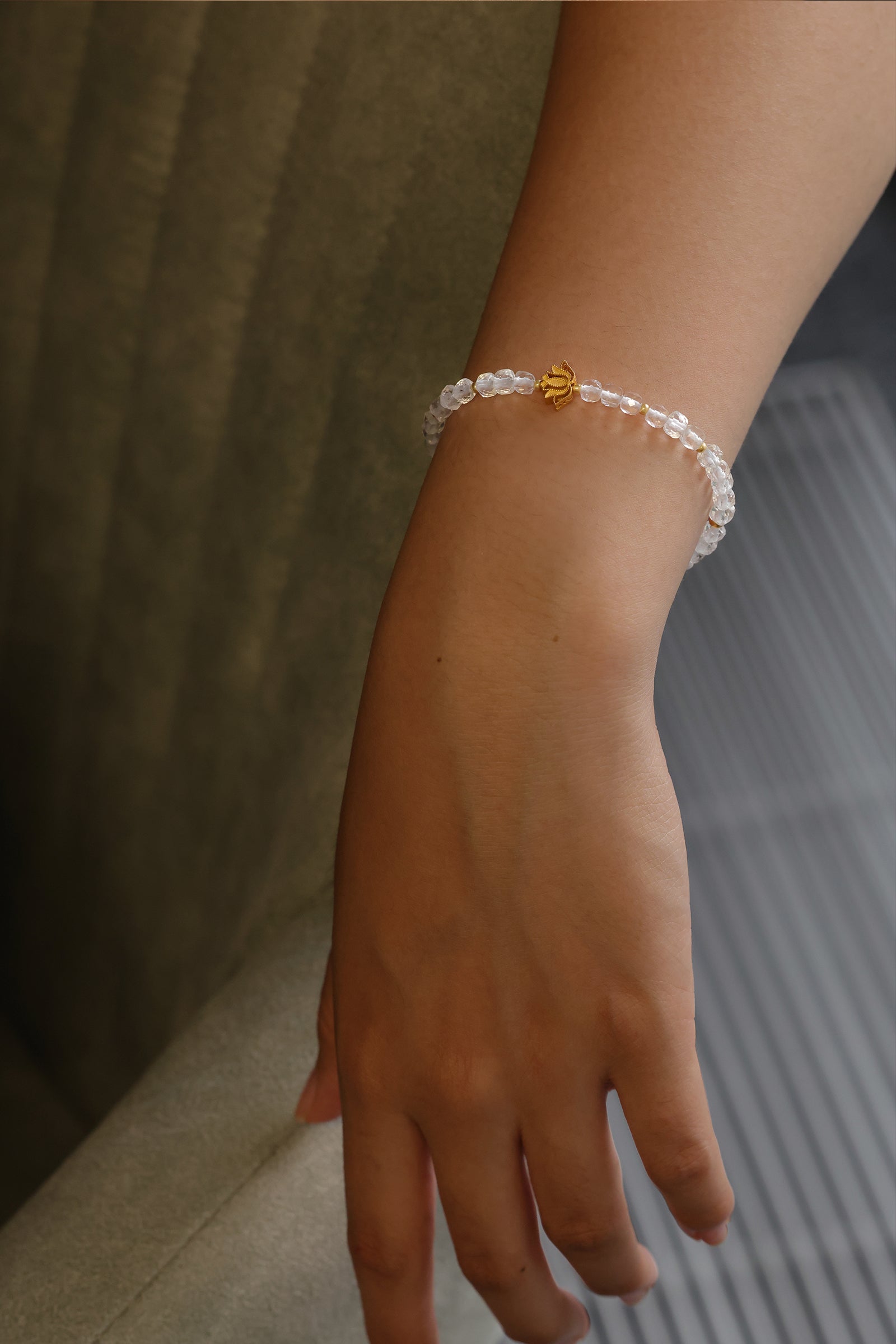 Bergkristall Armband mit Lotusblume - 925 Sterling Silber Damen Armband VIVIANNASCHMUCK