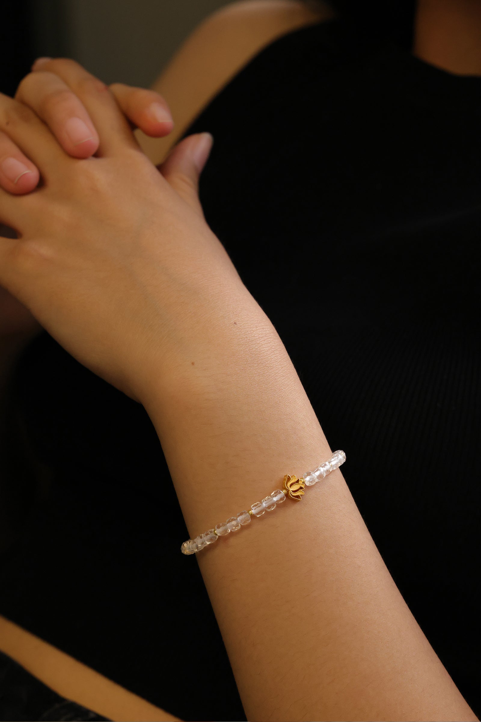 Bergkristall Armband mit Lotusblume - 925 Sterling Silber Damen Armband VIVIANNASCHMUCK