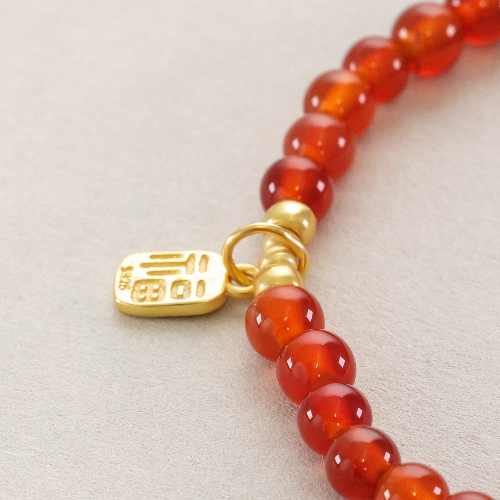 Karneol Armband mit chinesischem „福“-Anhänger – 925er Sterling Silber Damen Armband VIVIANNASCHMUCK