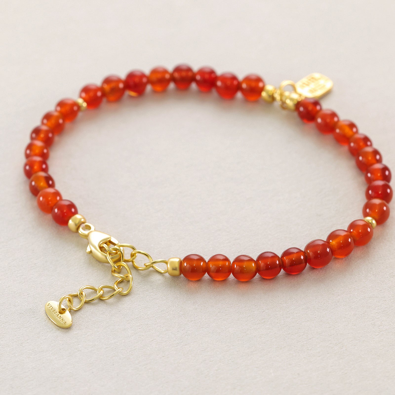 Karneol Armband mit chinesischem „福“-Anhänger – 925er Sterling Silber Damen Armband VIVIANNASCHMUCK