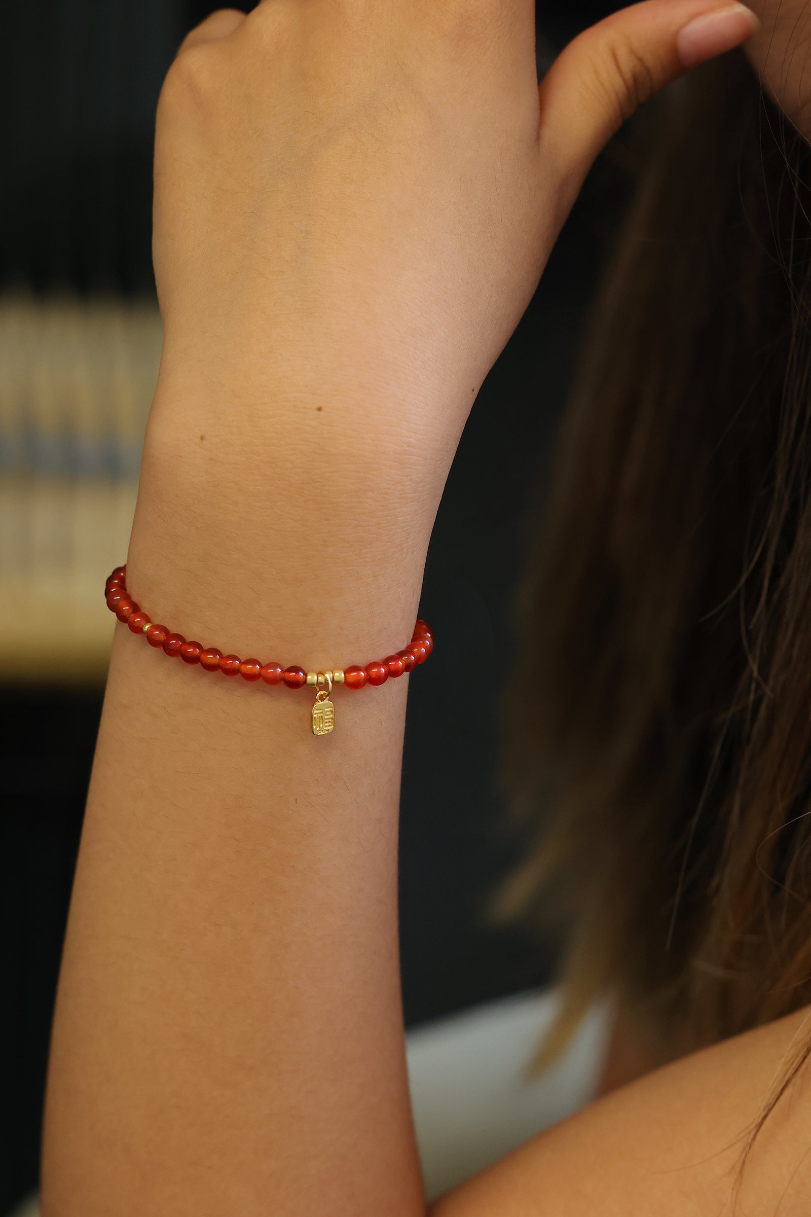 Karneol Armband mit chinesischem „福“-Anhänger – 925er Sterling Silber Damen Armband VIVIANNASCHMUCK