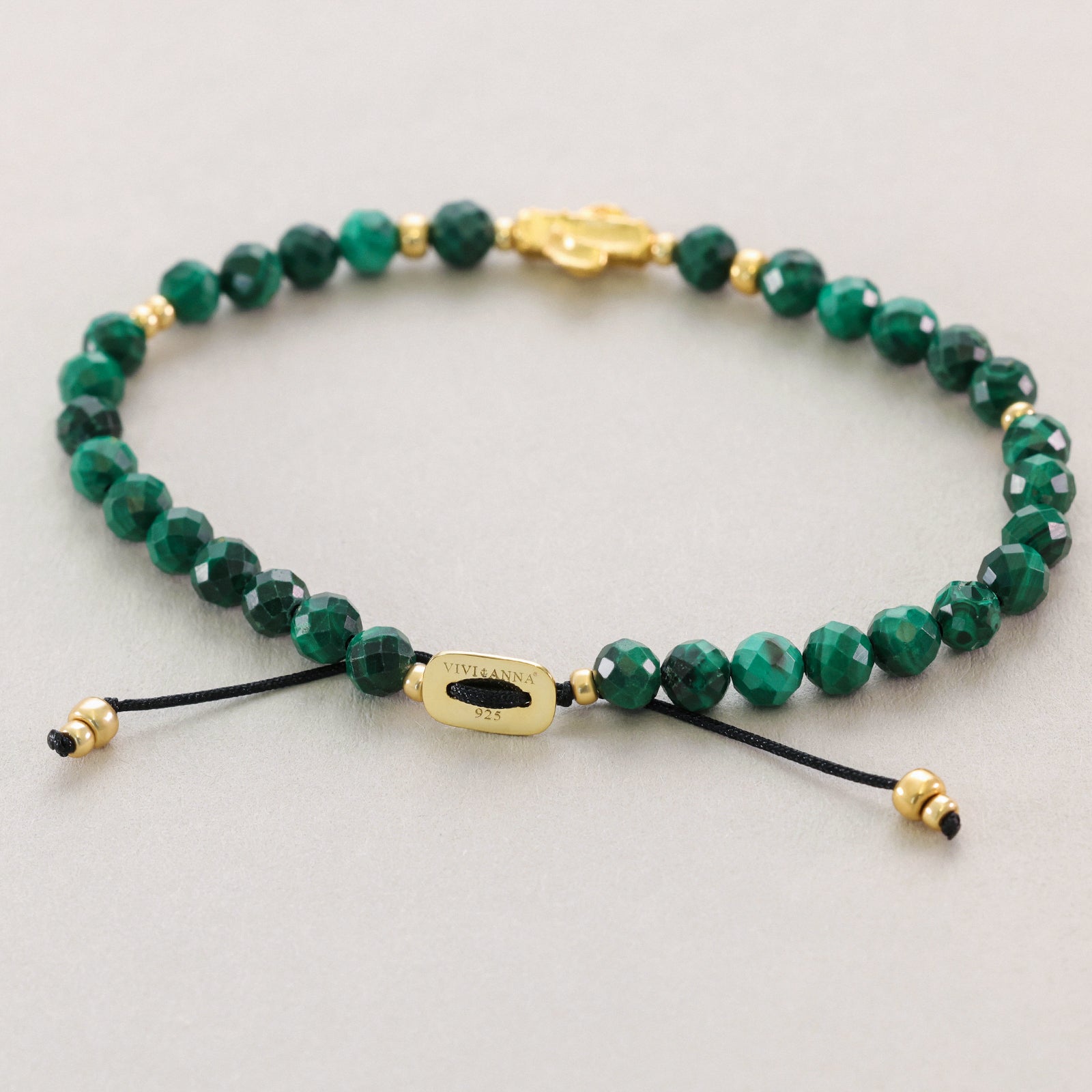 Malachit Armband mit Kaktus Charm - 925er Sterling Silber Damen Armband VIVIANNASCHMUCK