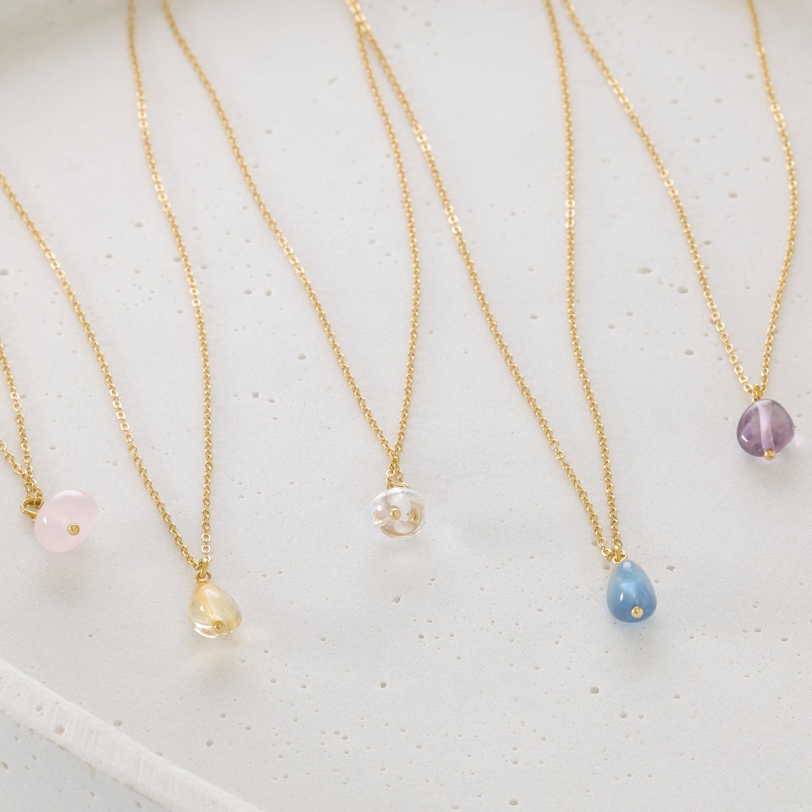 Natural Stone Hammered Necklace - 925 Sterling Silver