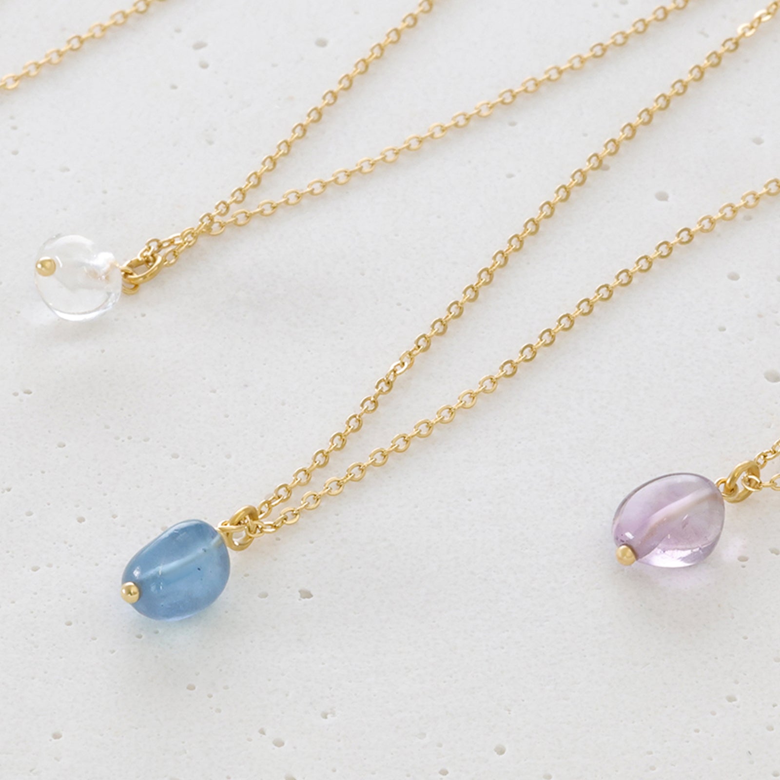 Natural Stone Hammered Necklace - 925 Sterling Silver