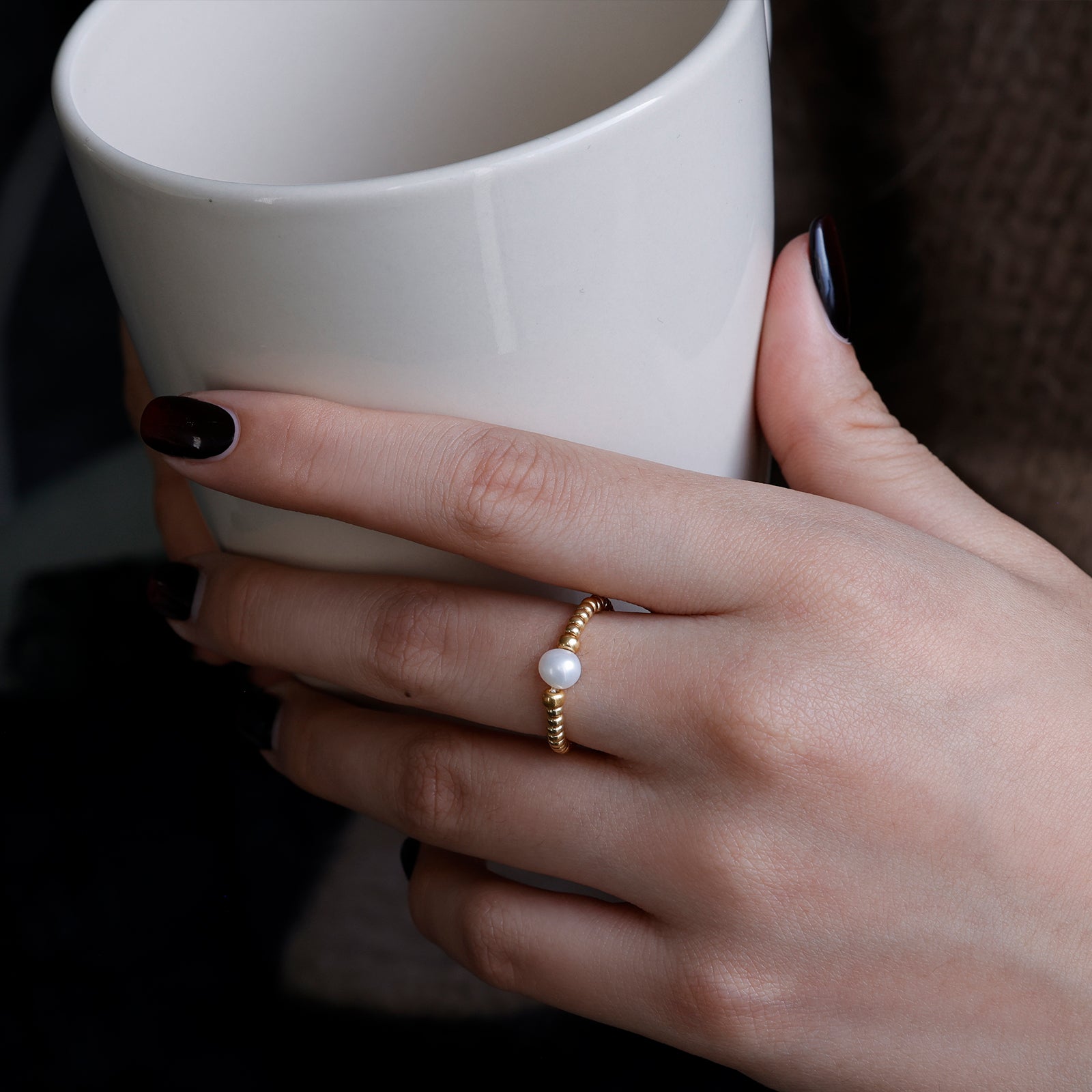 Flexible Ring mit echter Süßwasserperle Damen Ringe VIVIANNASCHMUCK