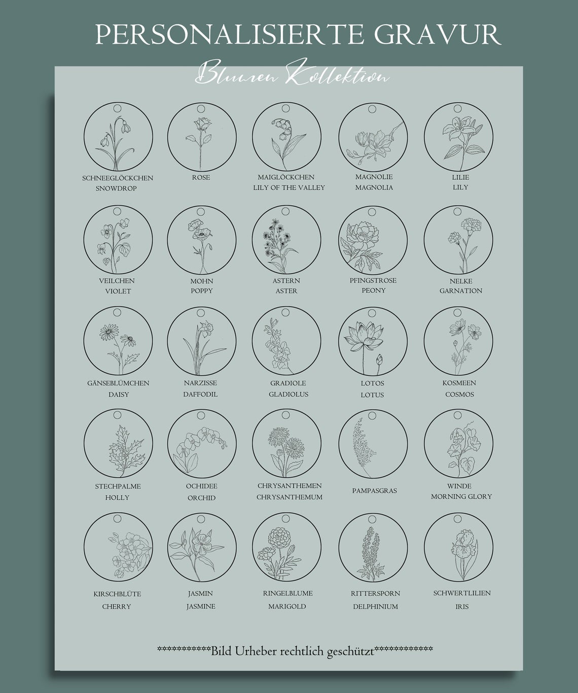 Personalisierte Blumen Ketten aus 925er Silber - VIVIANNASCHMUCK