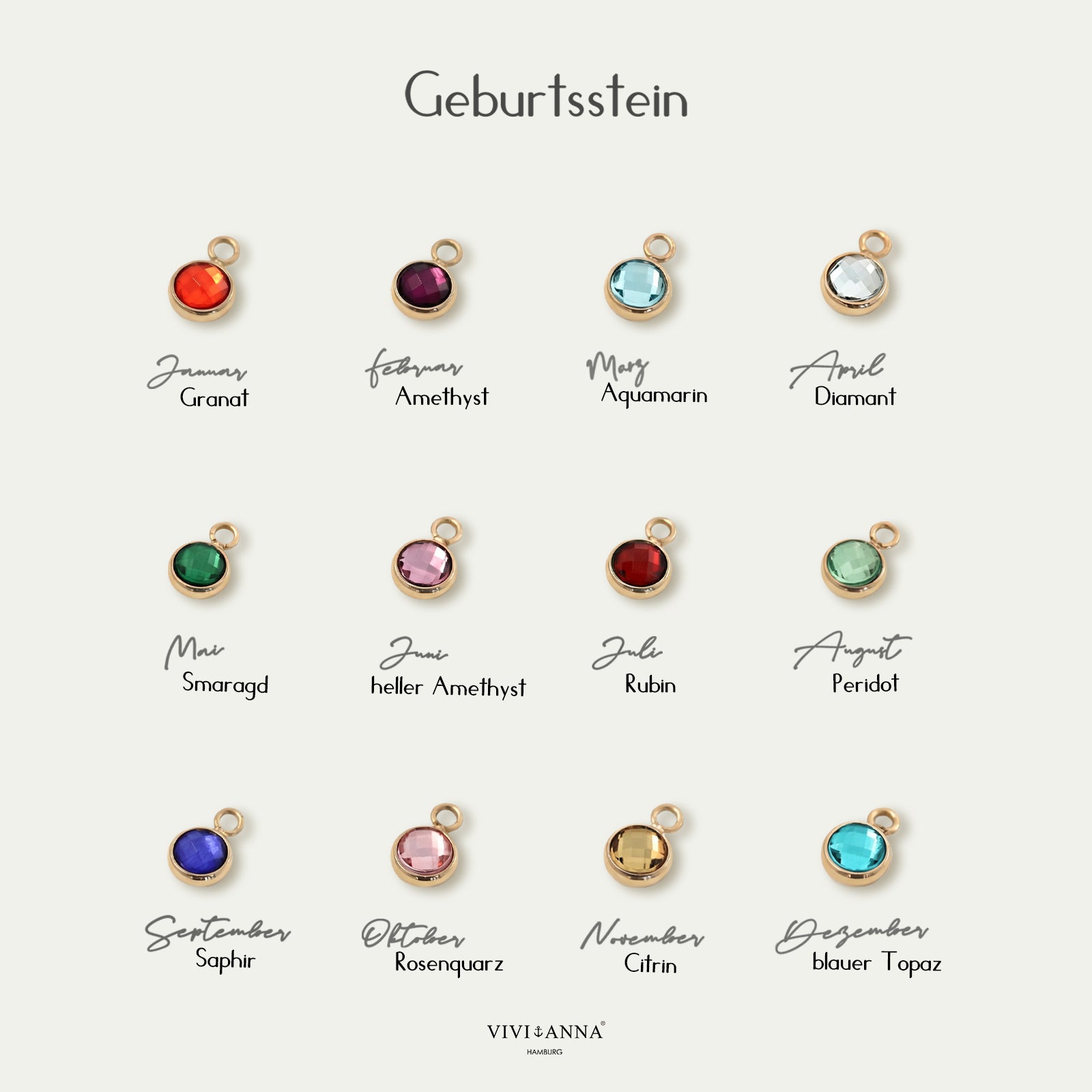 Ovales Plättchen-Kette mit Geburtsblume & Geburtsstein Kinder Halsketten VIVIANNASCHMUCK