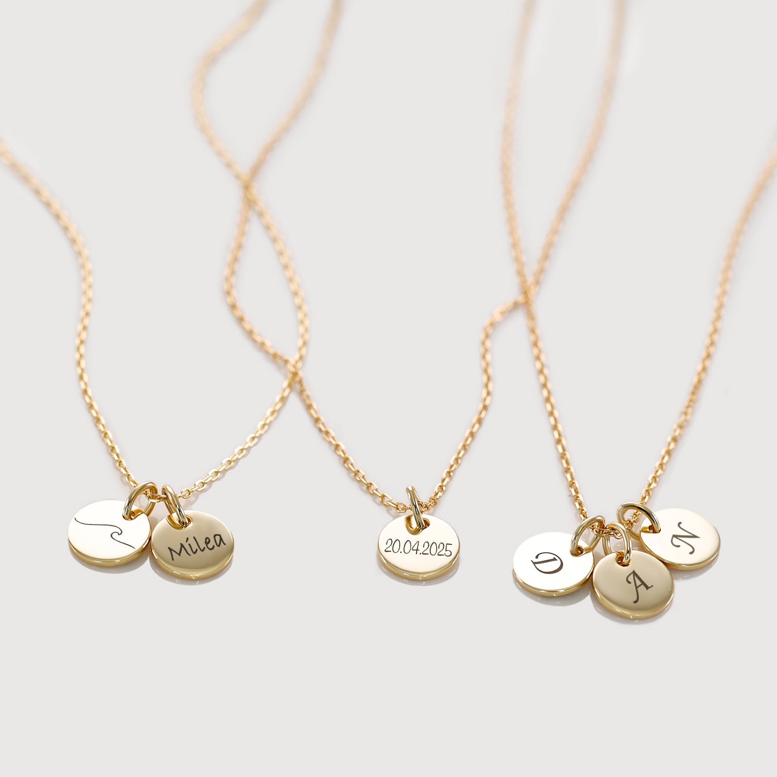 Personalisierte Ketten mit rundem Plättchen - 925er Sterling Silber