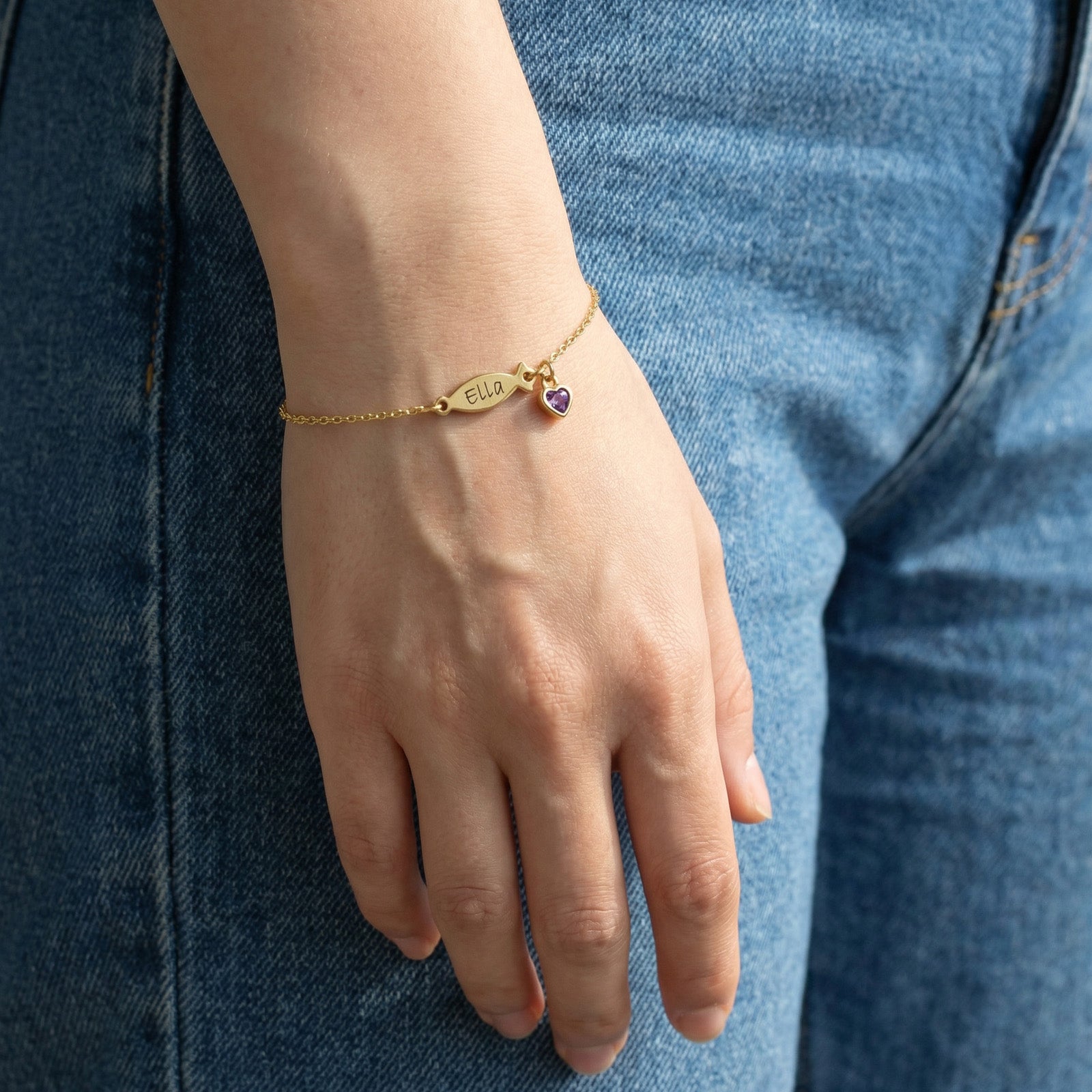 Personalisiertes Ichthys Armband mit Geburtsstein Kinder Armband VIVIANNASCHMUCK