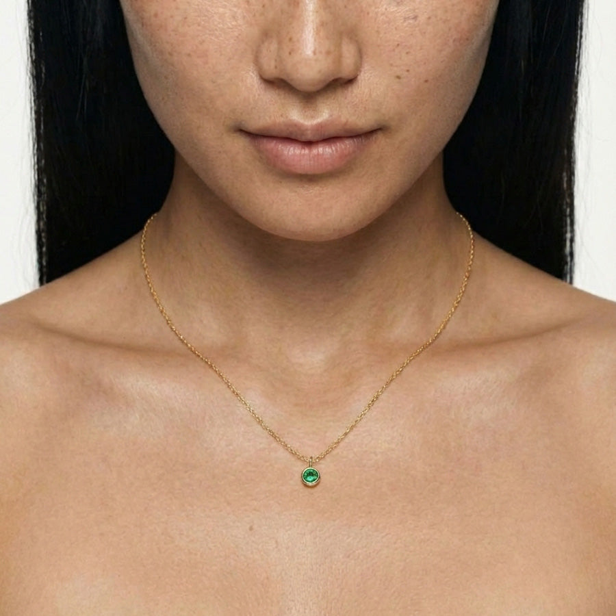 Geburtsstein-Kette mit runden Anhängern aus Zirkonia - 925 Sterling Silber Damen Halskette VIVIANNASCHMUCK