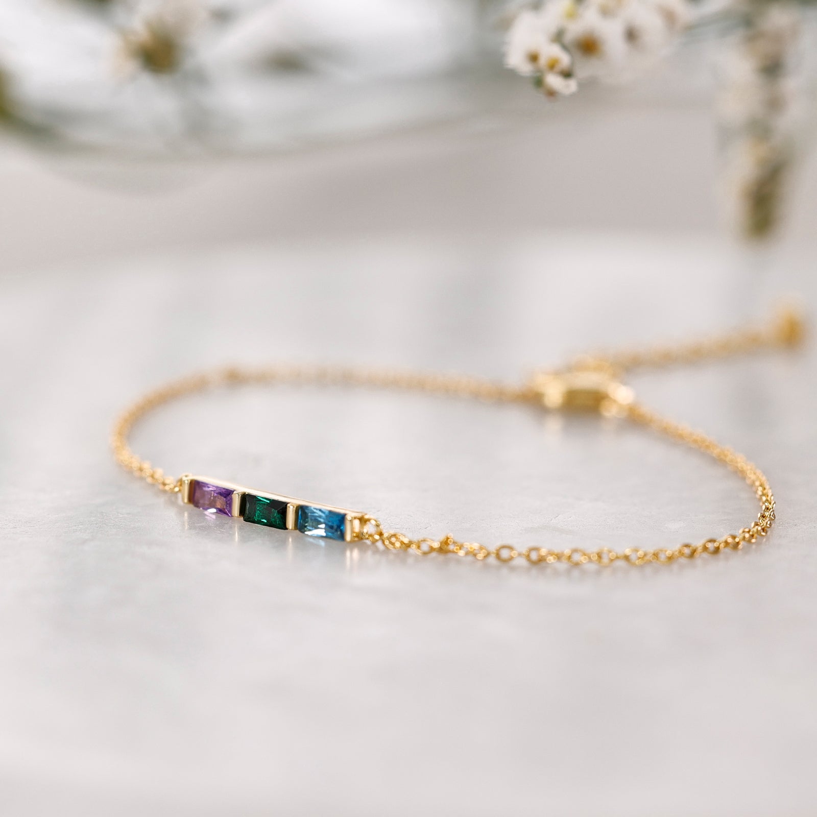 Personalisiertes Geburtsstein-Armband - 925er Sterling Silber - individuell wählbar
