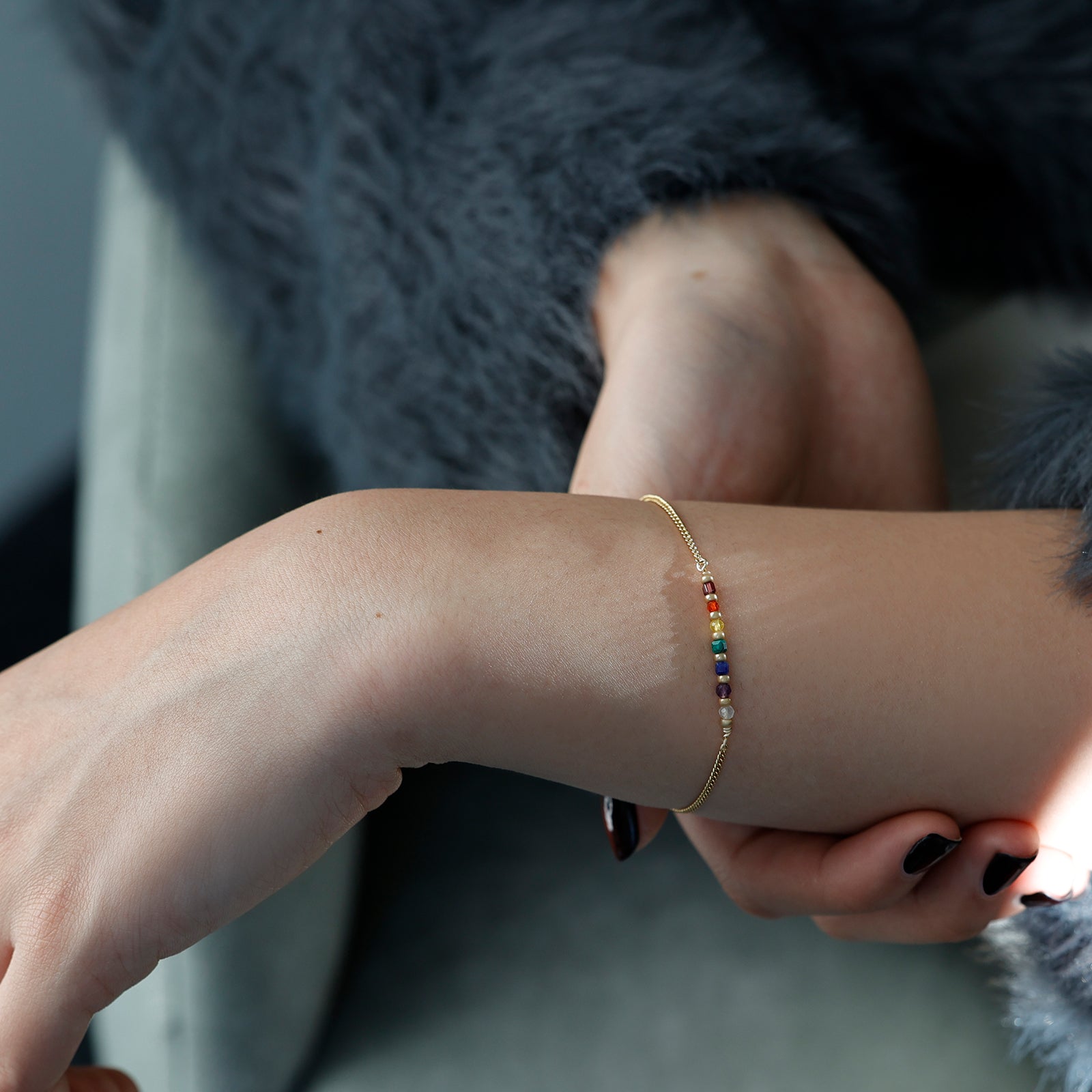 Chakra bracelet made of 925 silver - gemstone bracelet - spiritual jewelry - healing stone bracelet - chakra healing - chakra jewelry - AE017