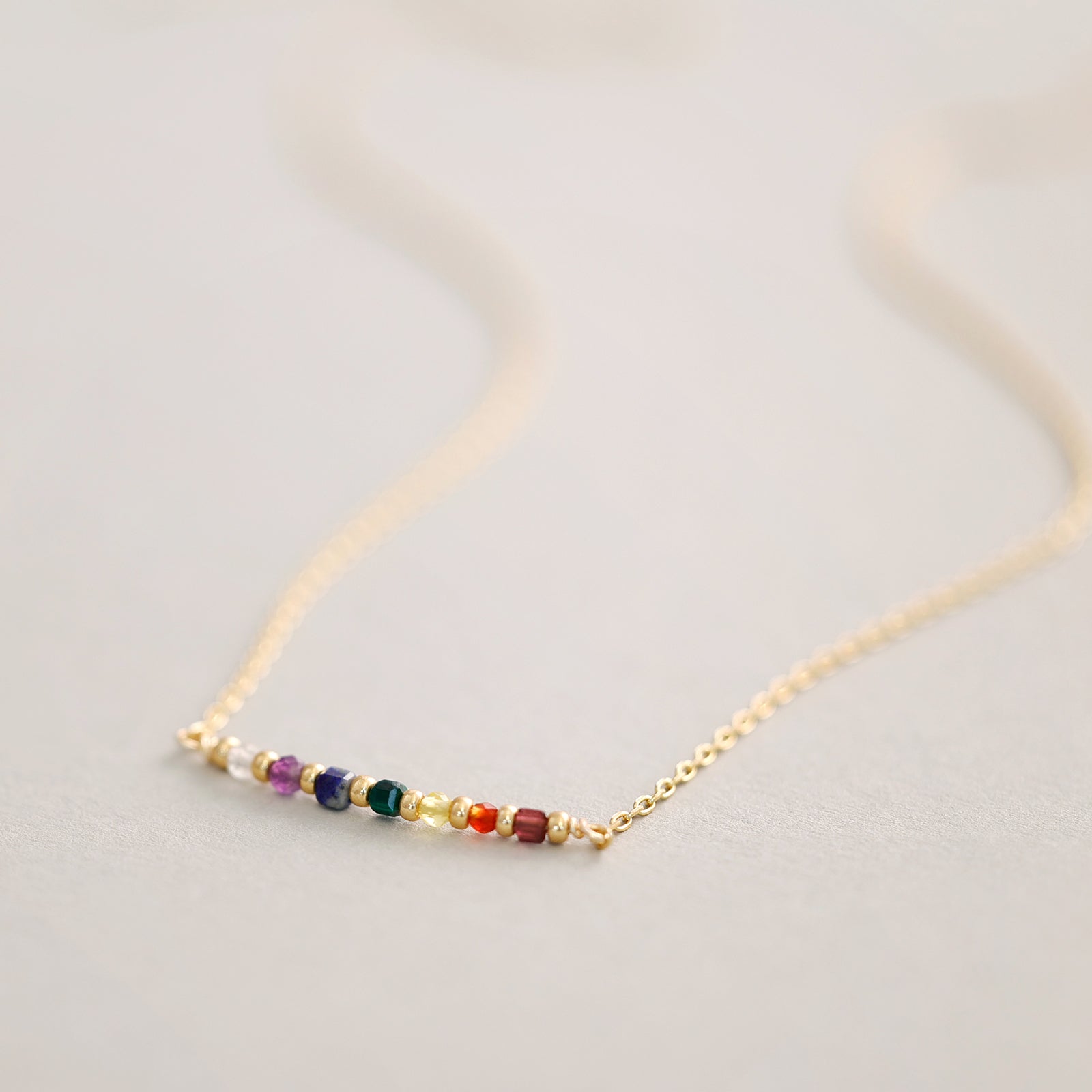 Chakra Kette - aus 925er Silber - Edelstein Kette - spiritueller Schmuck - Heilstein Kette - Chakra Heilung - Chakra Schmuck - KS009 - VIVIANNASCHMUCK