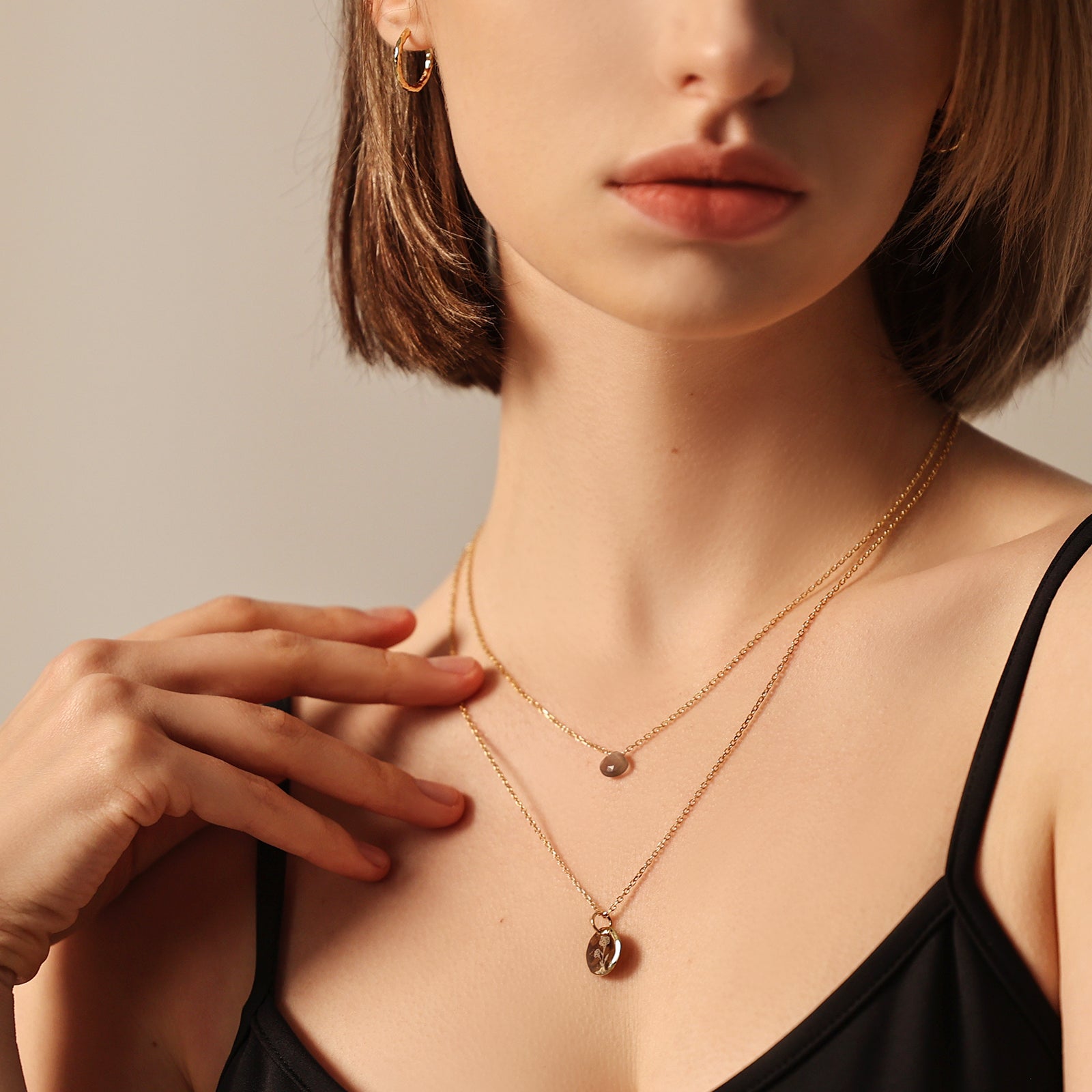 Graue Mondsteinkette - 925er Sterling Silber