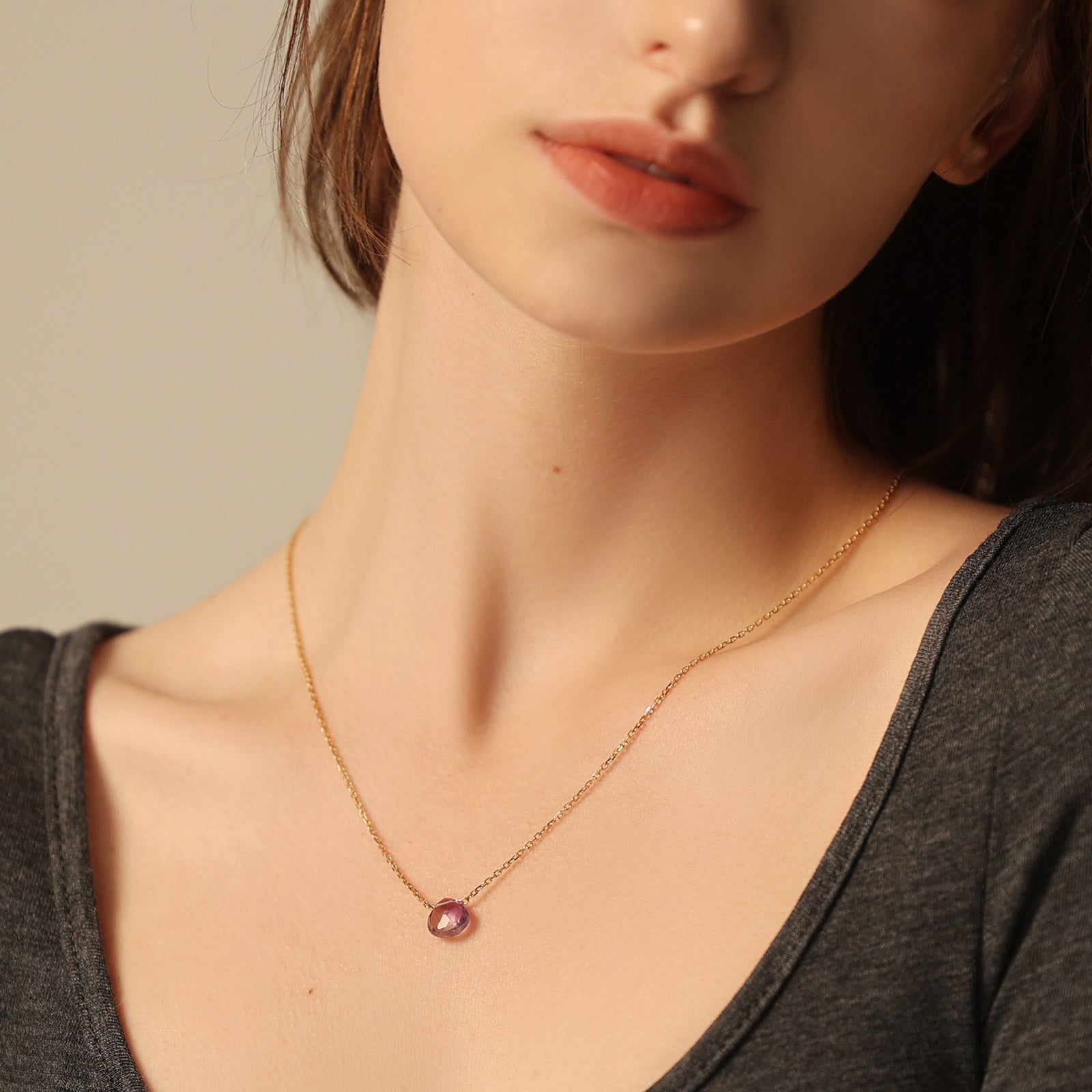 Amethyst Anhänger-Kette - 925 Sterling Silber