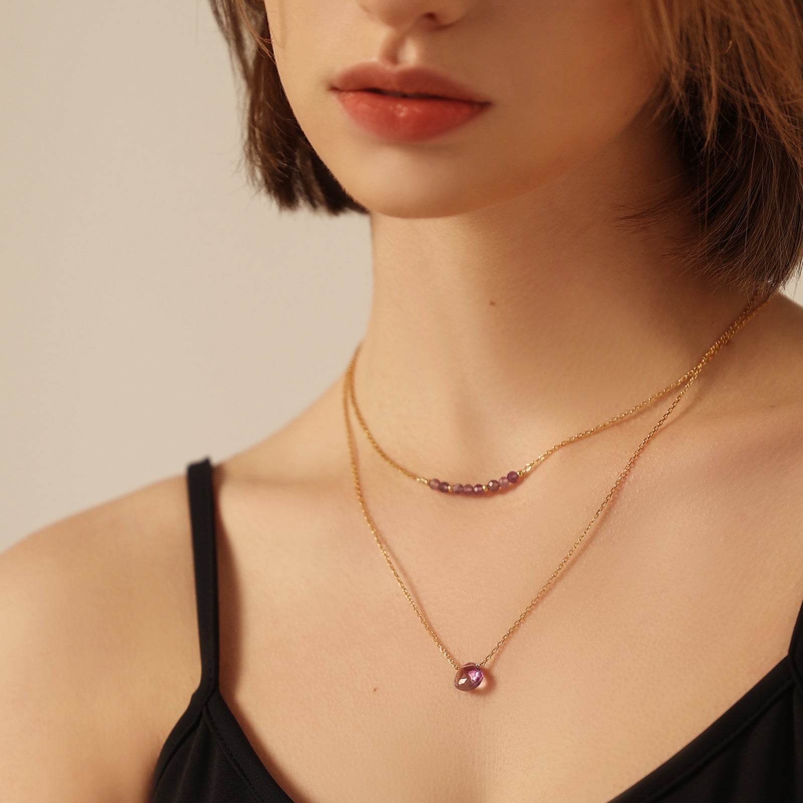 Amethyst Anhänger-Kette - 925 Sterling Silber