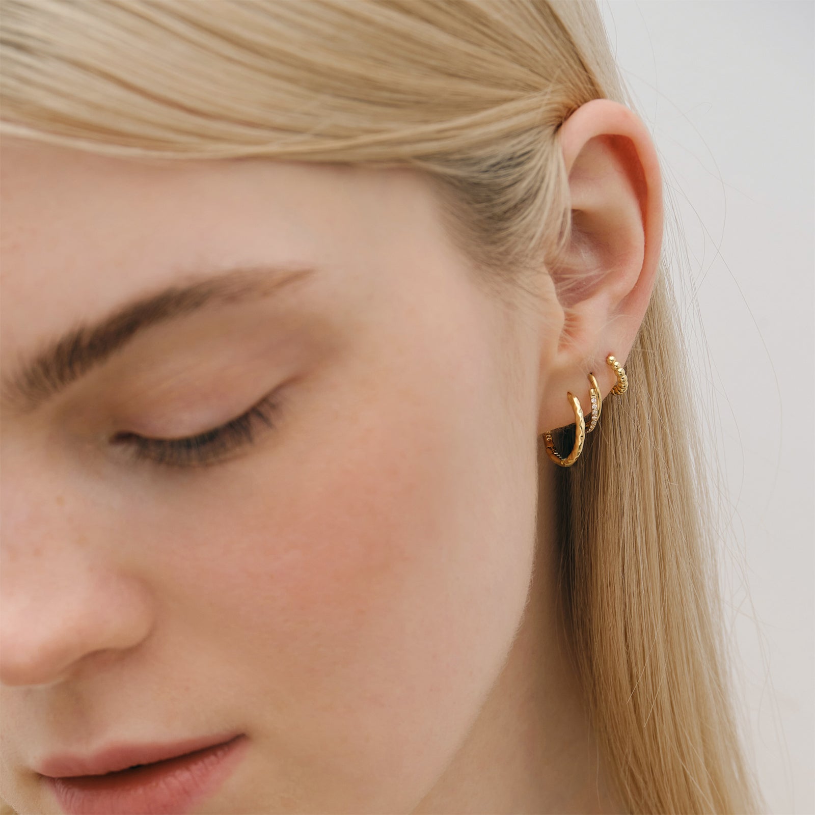Hoop earrings made of 925 sterling silver - Hoop earrings with hammered finish - Gold or silver - Real silver earrings - OS004