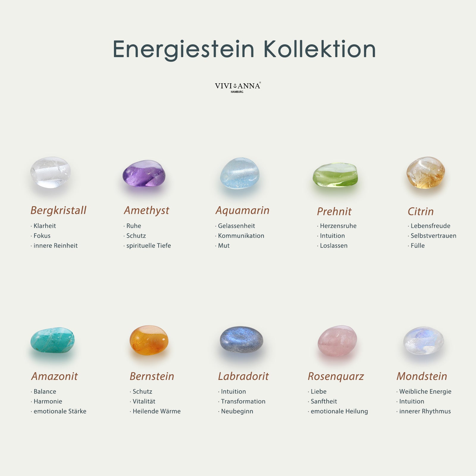 Individuelle Heilenergie-Kette mit personalisiertem Plättchen Damen Halskette VIVIANNASCHMUCK