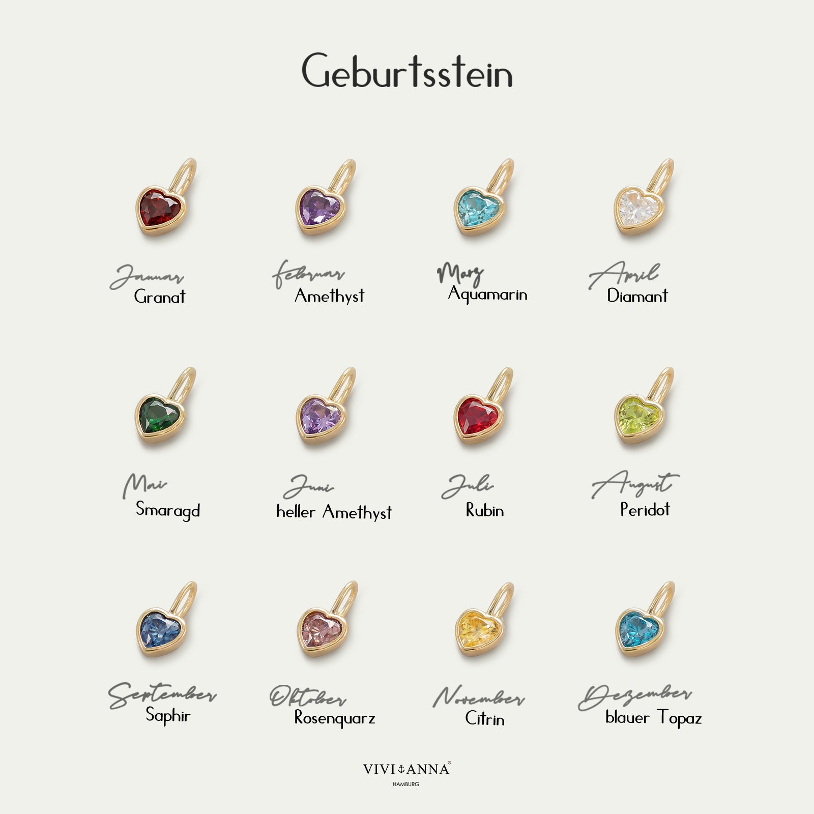 Mini Medaillon Kette mit Herz Geburtssteinen - 925 Sterling Silber Damen Halskette VIVIANNASCHMUCK