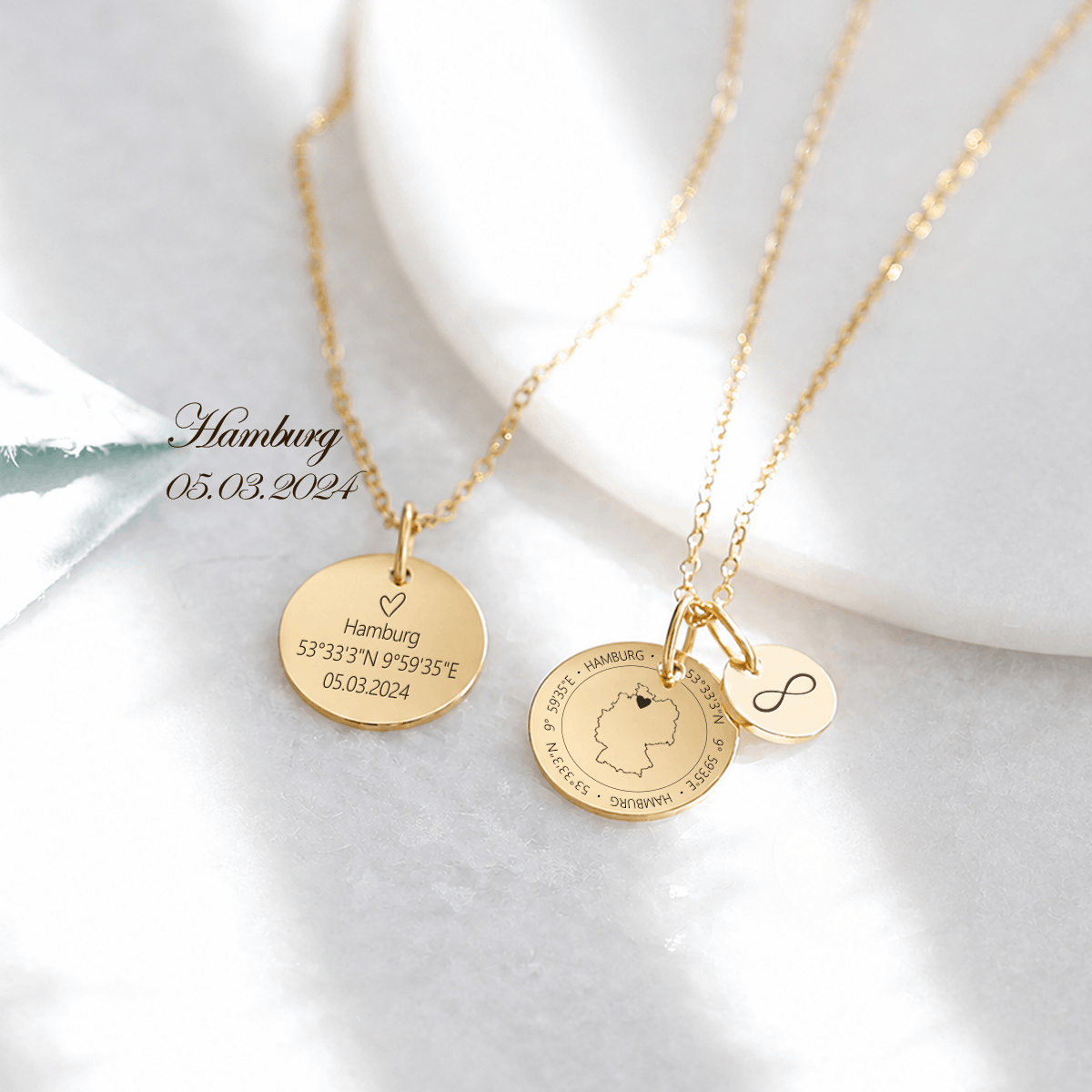 Herzensort – Personalisierte Länder-Kette mit Landkarte, Herz & Koordinaten Damen Halskette VIVIANNASCHMUCK