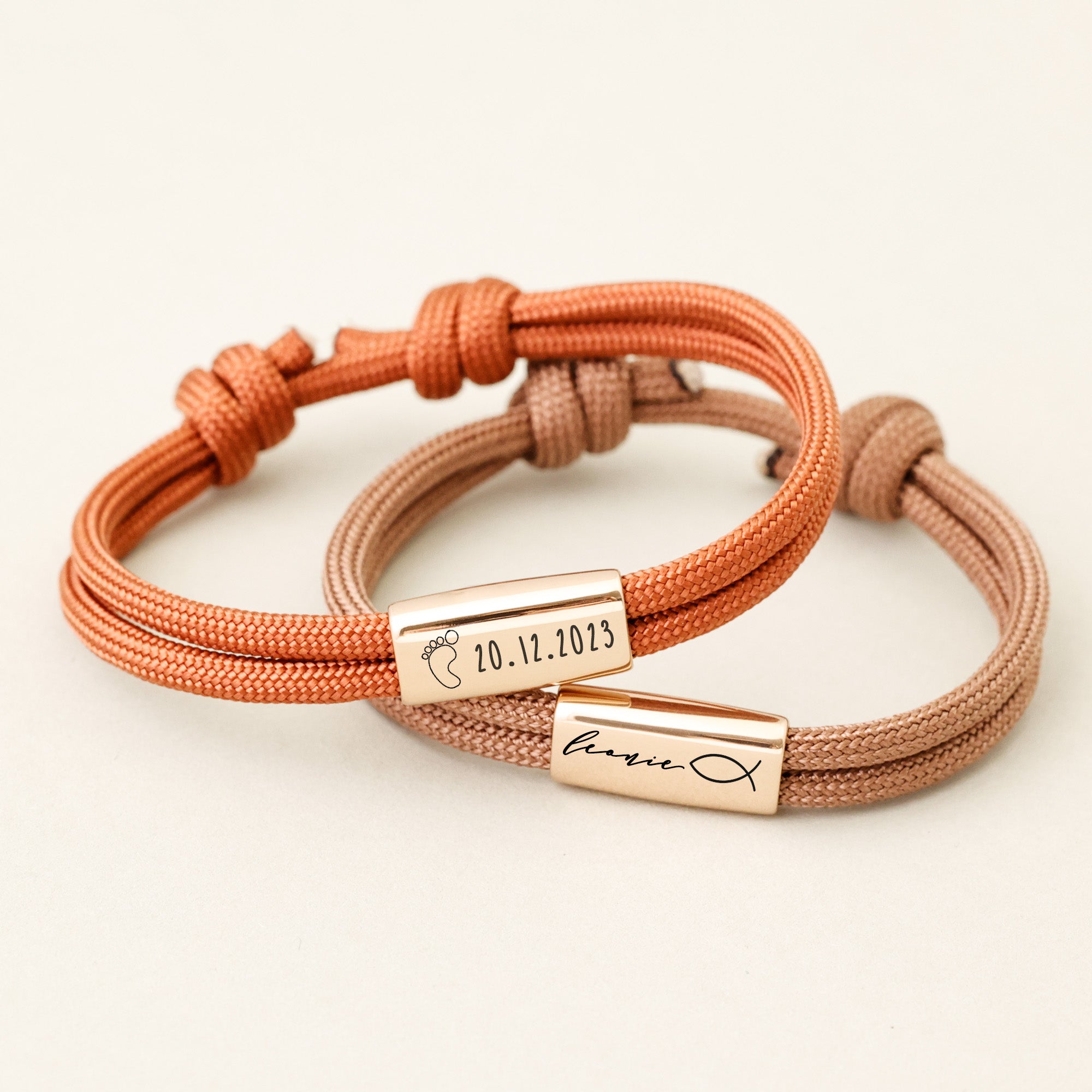 Personalisiertes Armband - Segeltau Erdton Armband mit Namen - Kommunionsgeschenk - Firmung Geschenk - Konfirmationsgeschenk - A208