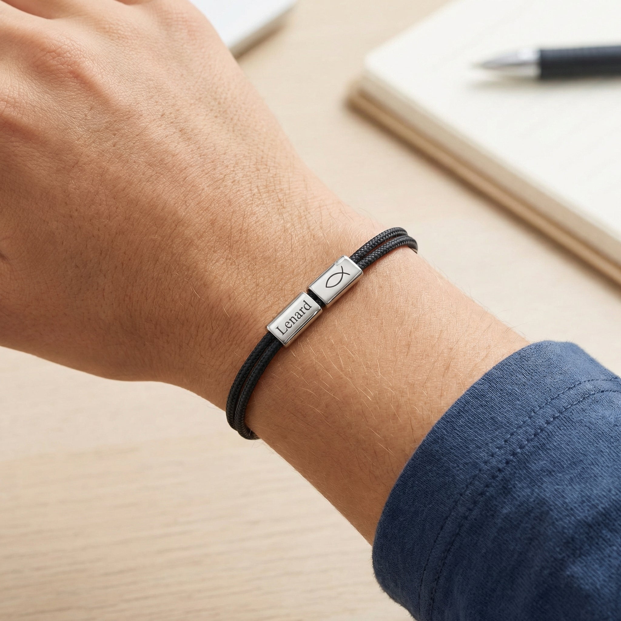 Segeltau Armband mit Gravur - Christliches Geschenk - Silber