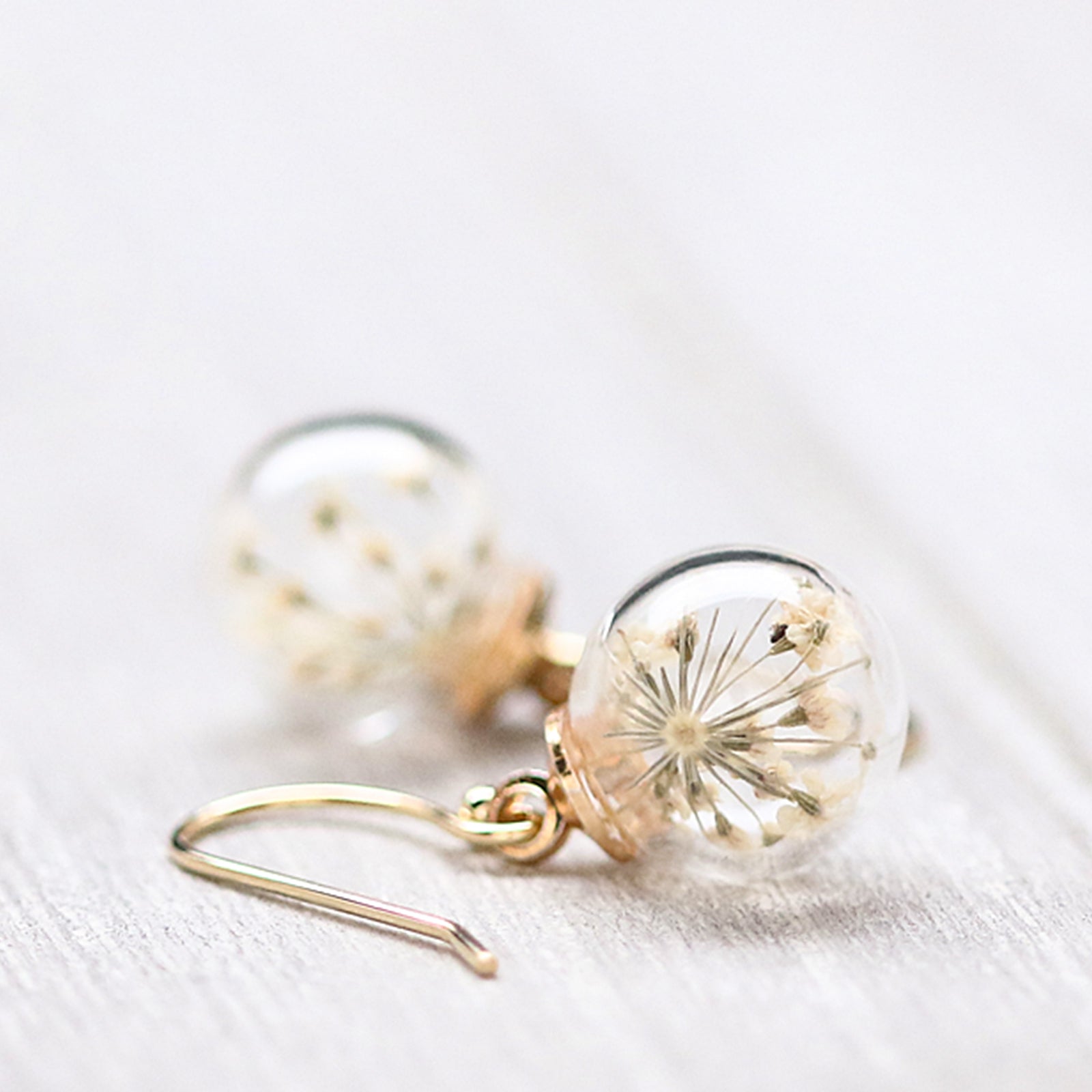 Earrings with real dill flowers made of 925 silver