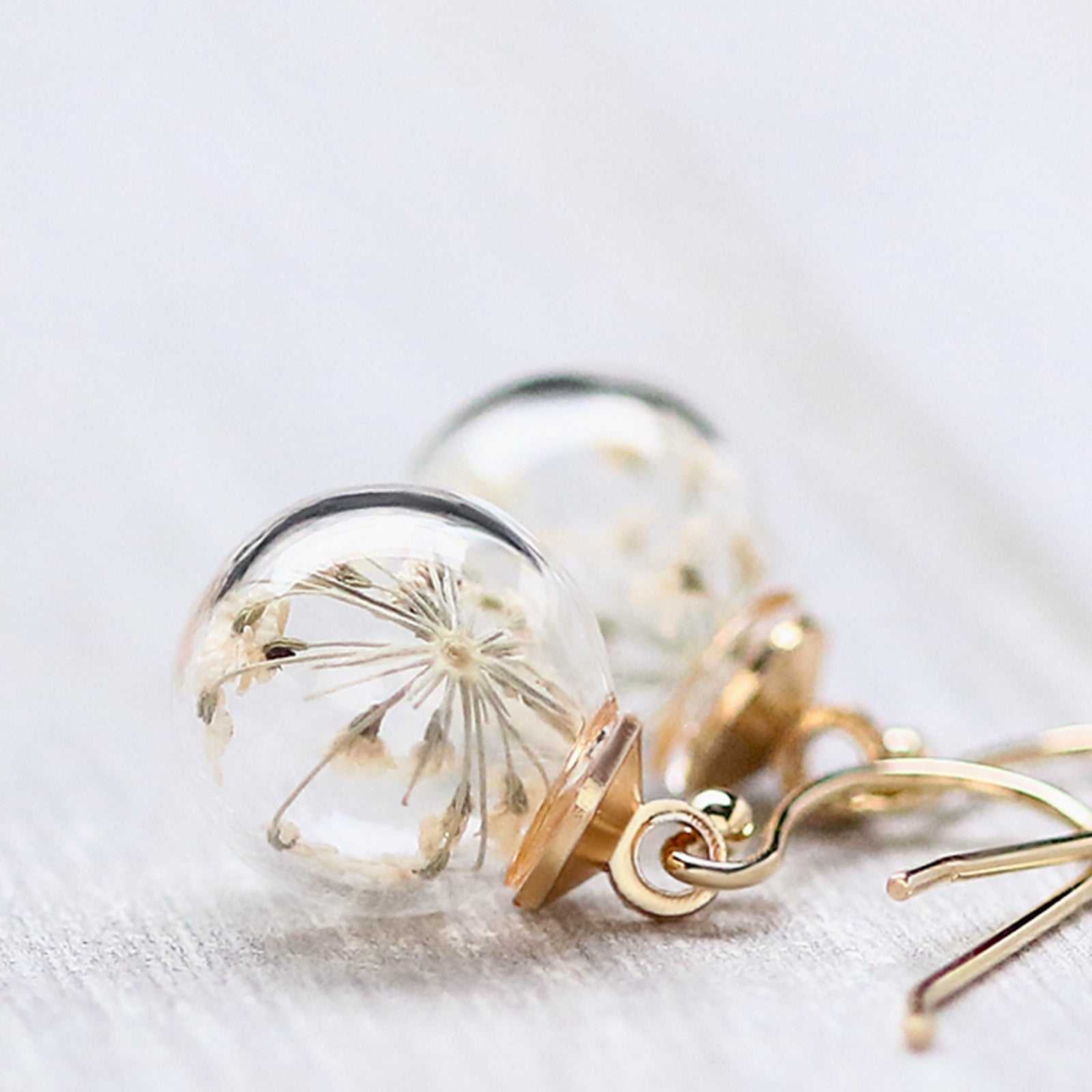 Earrings with real dill flowers made of 925 silver