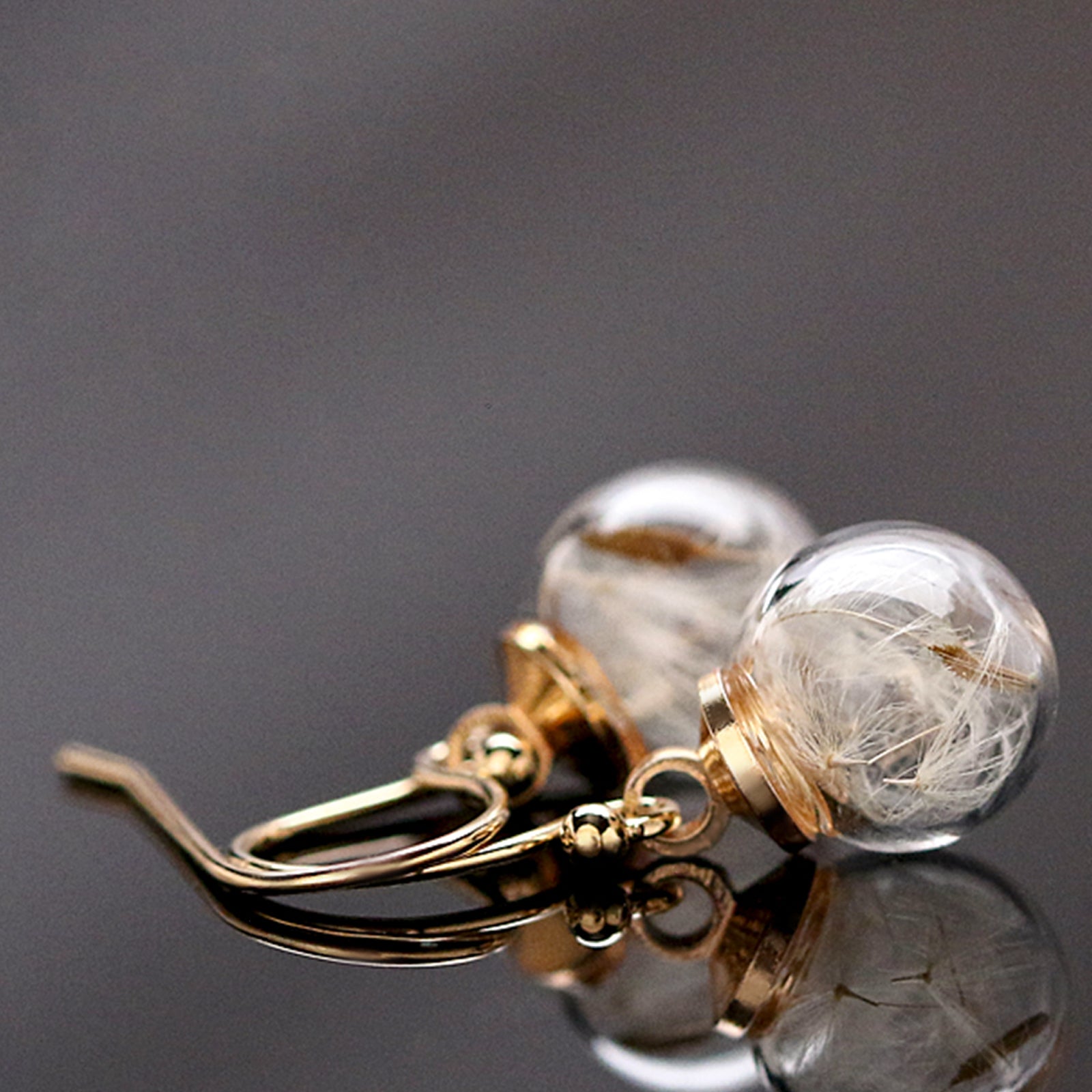 Real Dandelion Earrings - 925 Sterling Silver