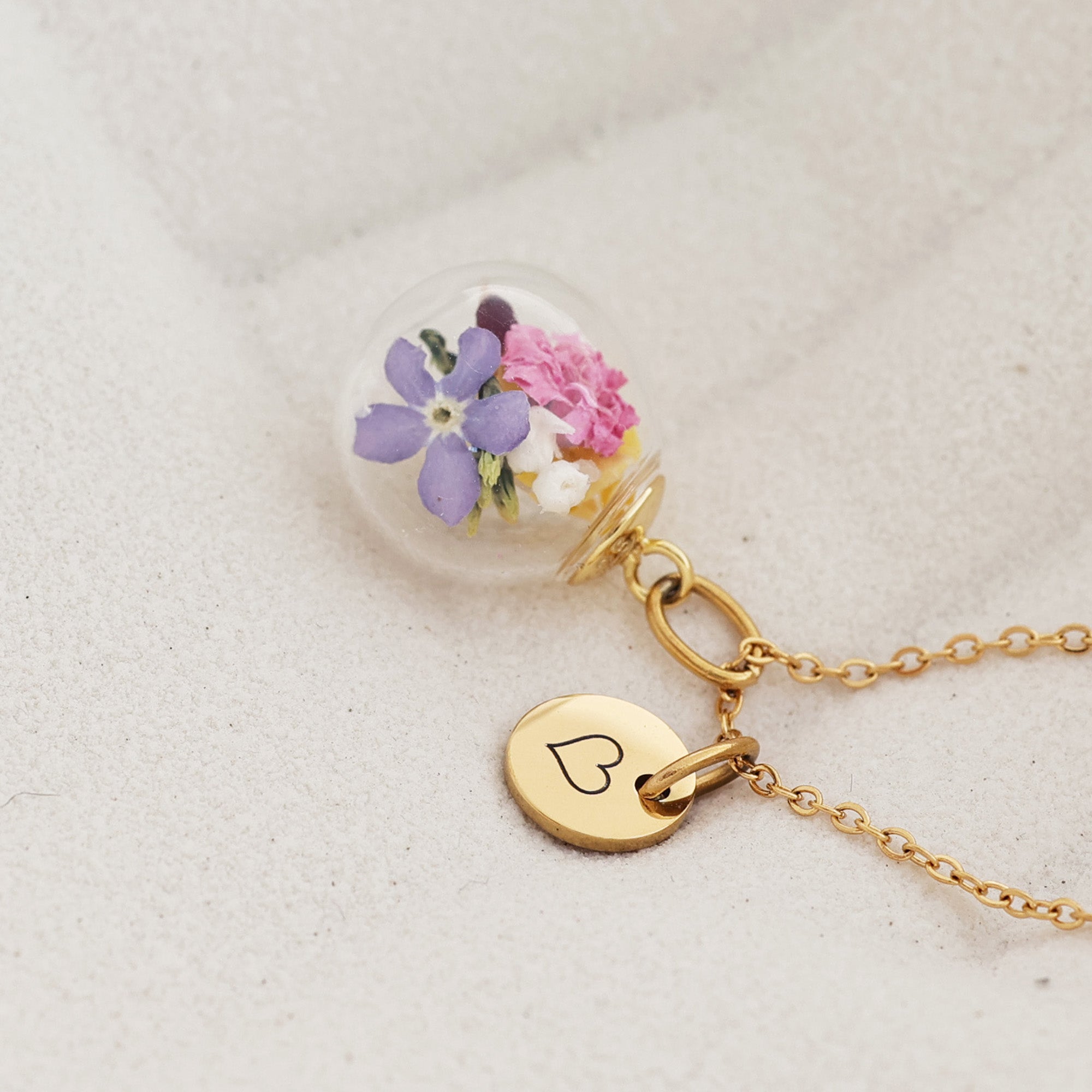 Personalisierte Kette mit echten Blumen - 925er Silber gold silber roségold - Geschenk für sie - Hochzeit Schmuck - Schmuck mit Gravur k301