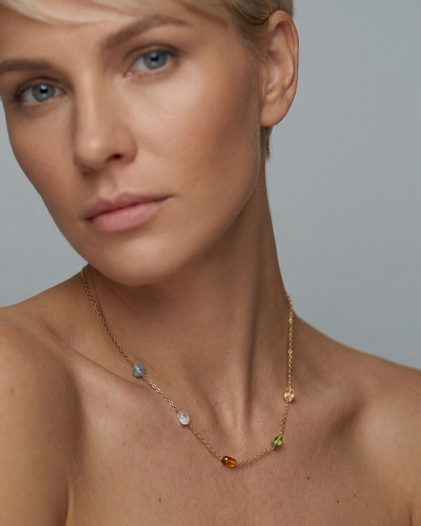 Energie-Halskette mit natürlichen Edelsteinene - 925er Sterling Silber Damen Halskette VIVIANNASCHMUCK