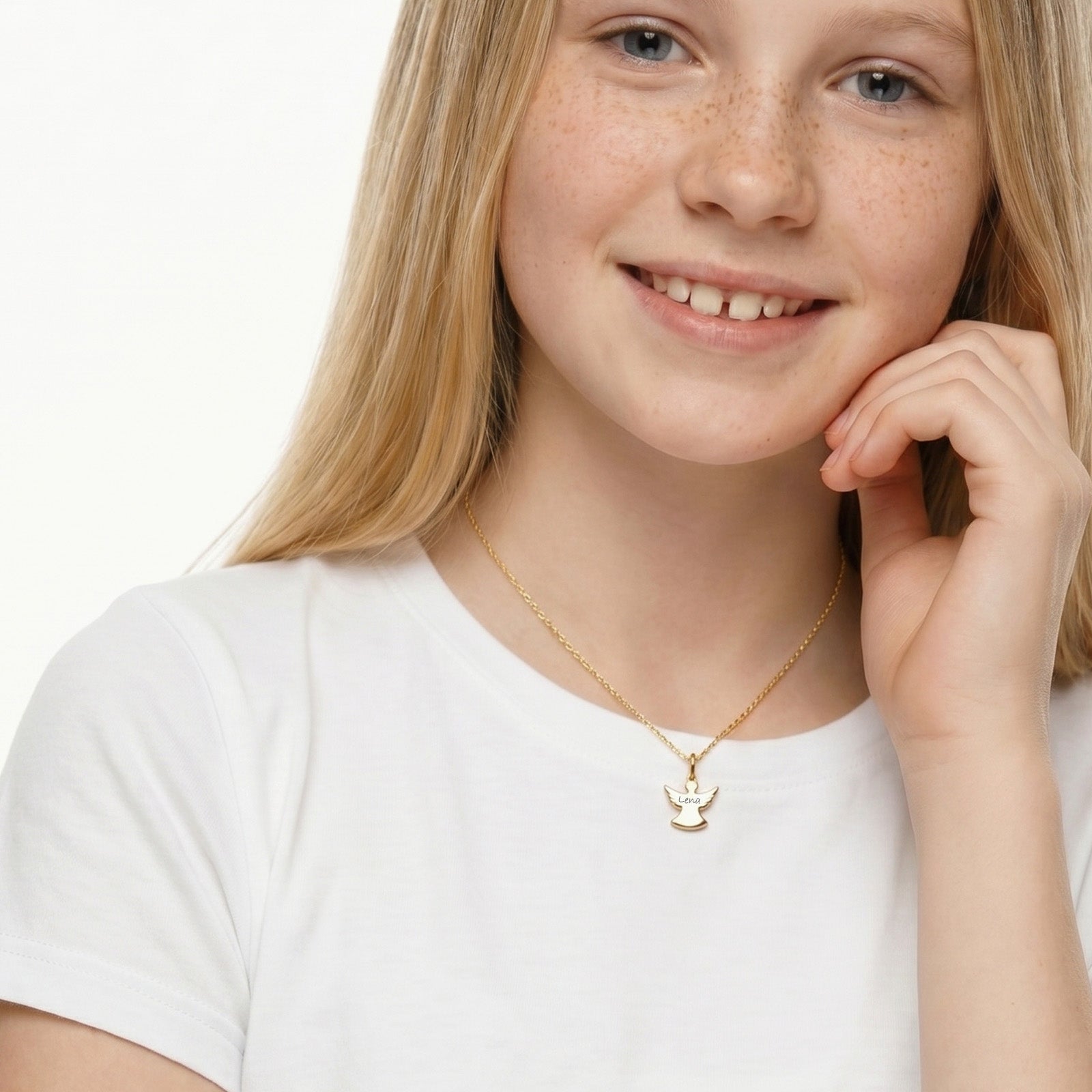 Schutzengel Halskette mit Gravur – 925 Sterling Silber Kinder Halsketten VIVIANNASCHMUCK