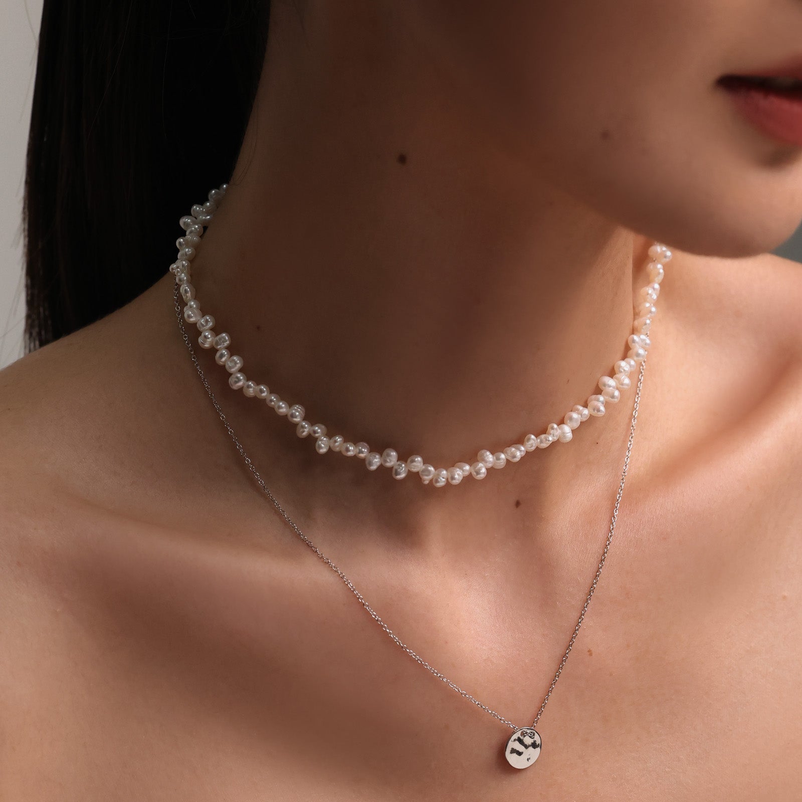 Süßwasserperlenkette in Spitzenoptik - 925er Sterling Silber