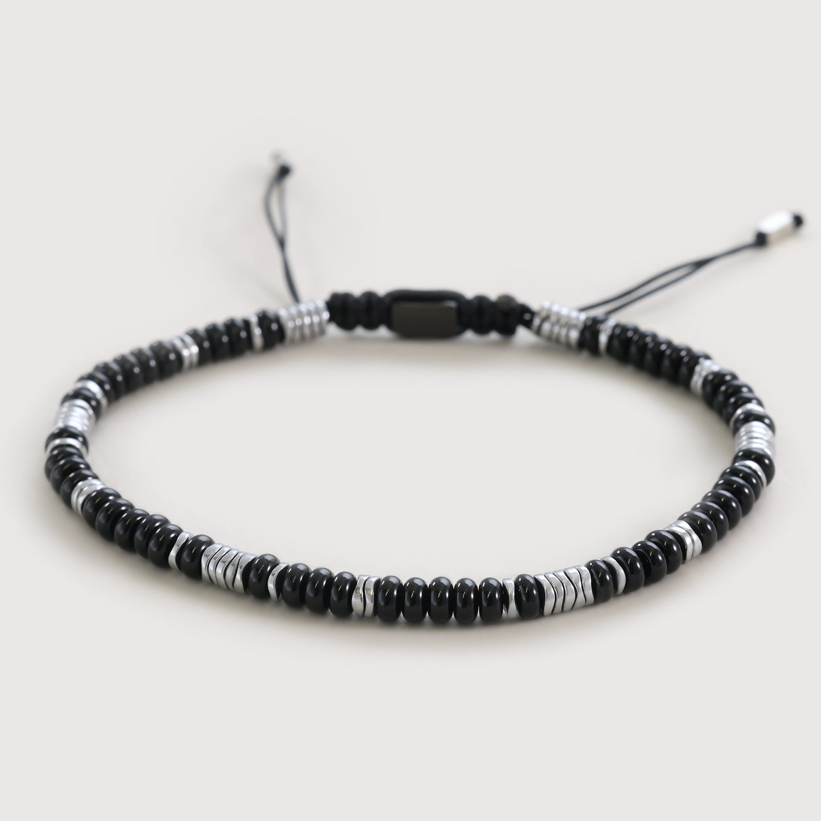 Edelsteinarmband mit schwarzem Onyx und Hämatit - verstellbar Herren Armband VIVIANNASCHMUCK