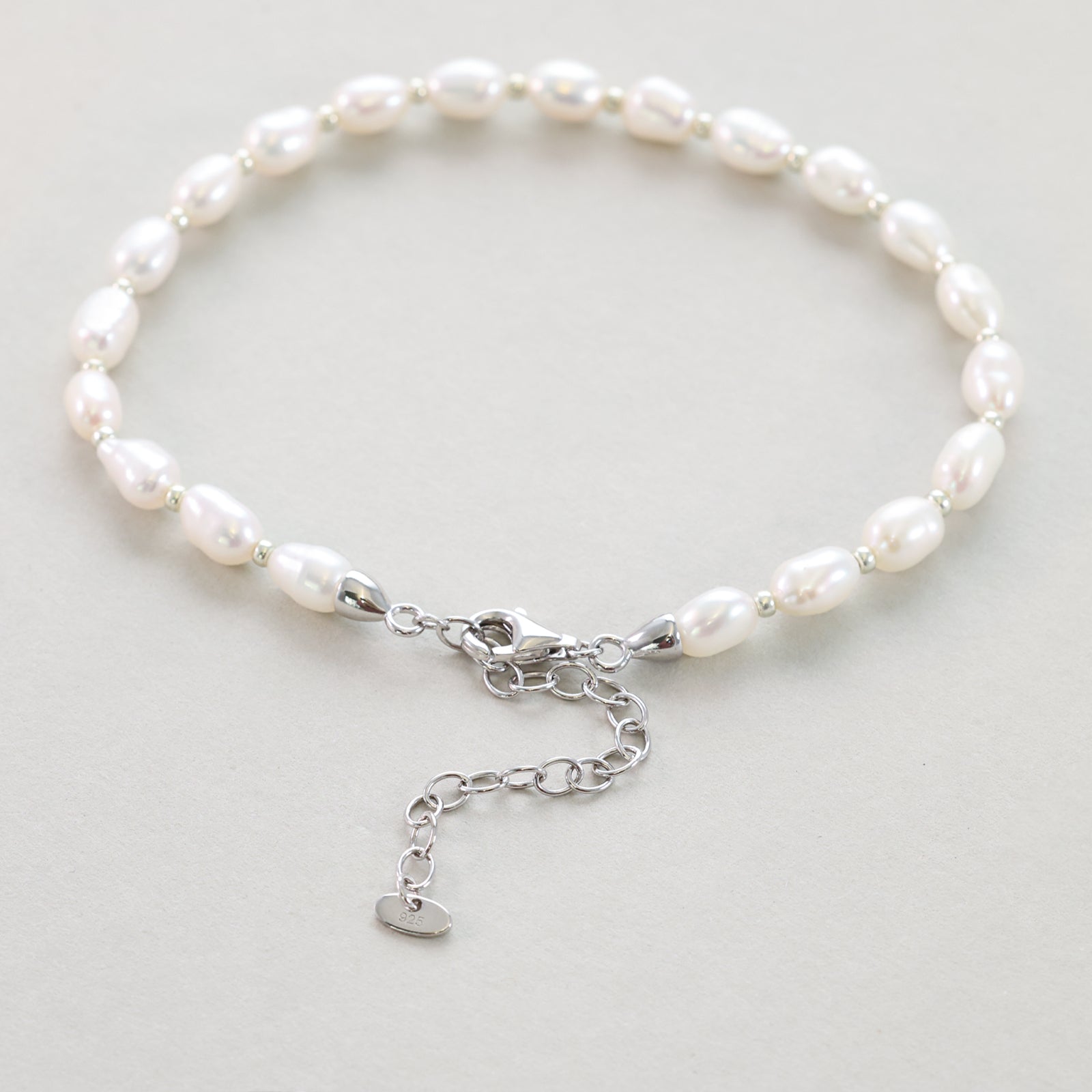 Süßwasserperlen Armband Unisex - 925 Sterling Silber Herren Armband VIVIANNASCHMUCK