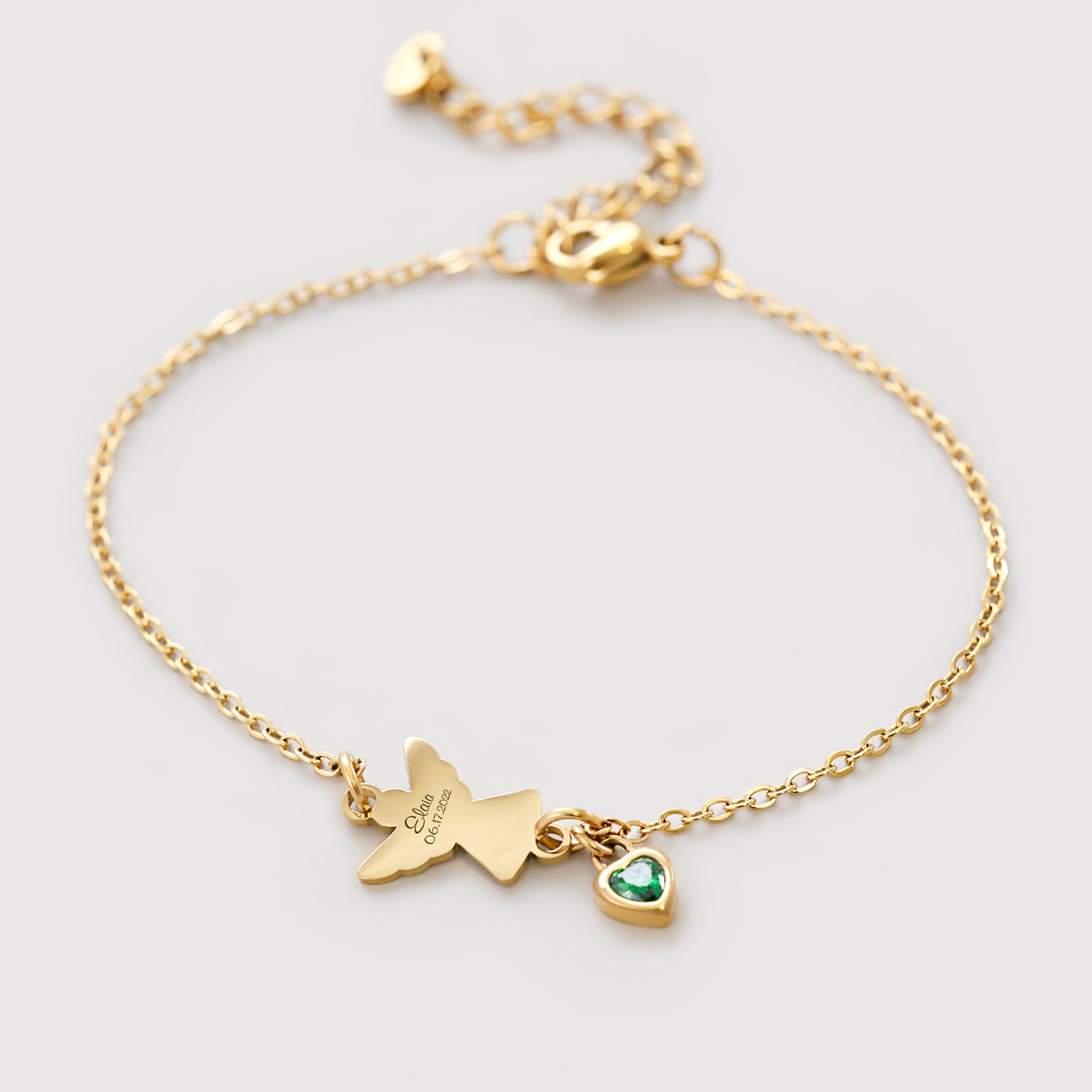 Engel Armband mit Zirkonia Geburtsstein Kinder Armband VIVIANNASCHMUCK