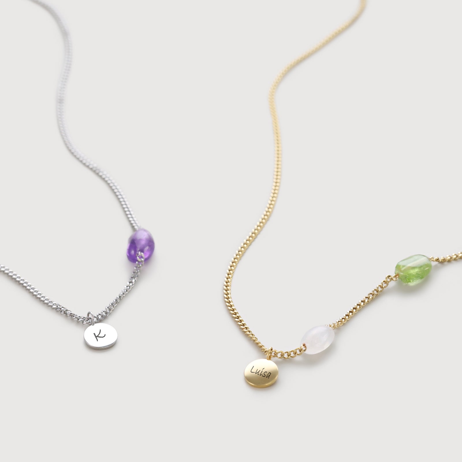 Individuelle Heilenergie-Kette mit personalisiertem Plättchen Damen Halskette VIVIANNASCHMUCK