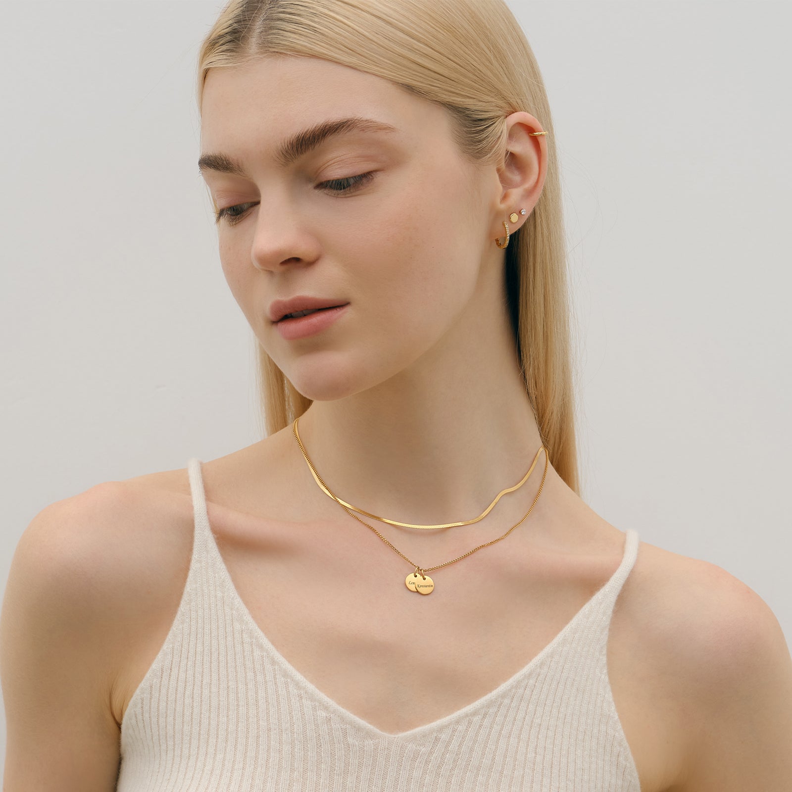 Personalisierte Kette mit rundem Plättchen - 925er Sterling Silber Damen Halskette VIVIANNASCHMUCK