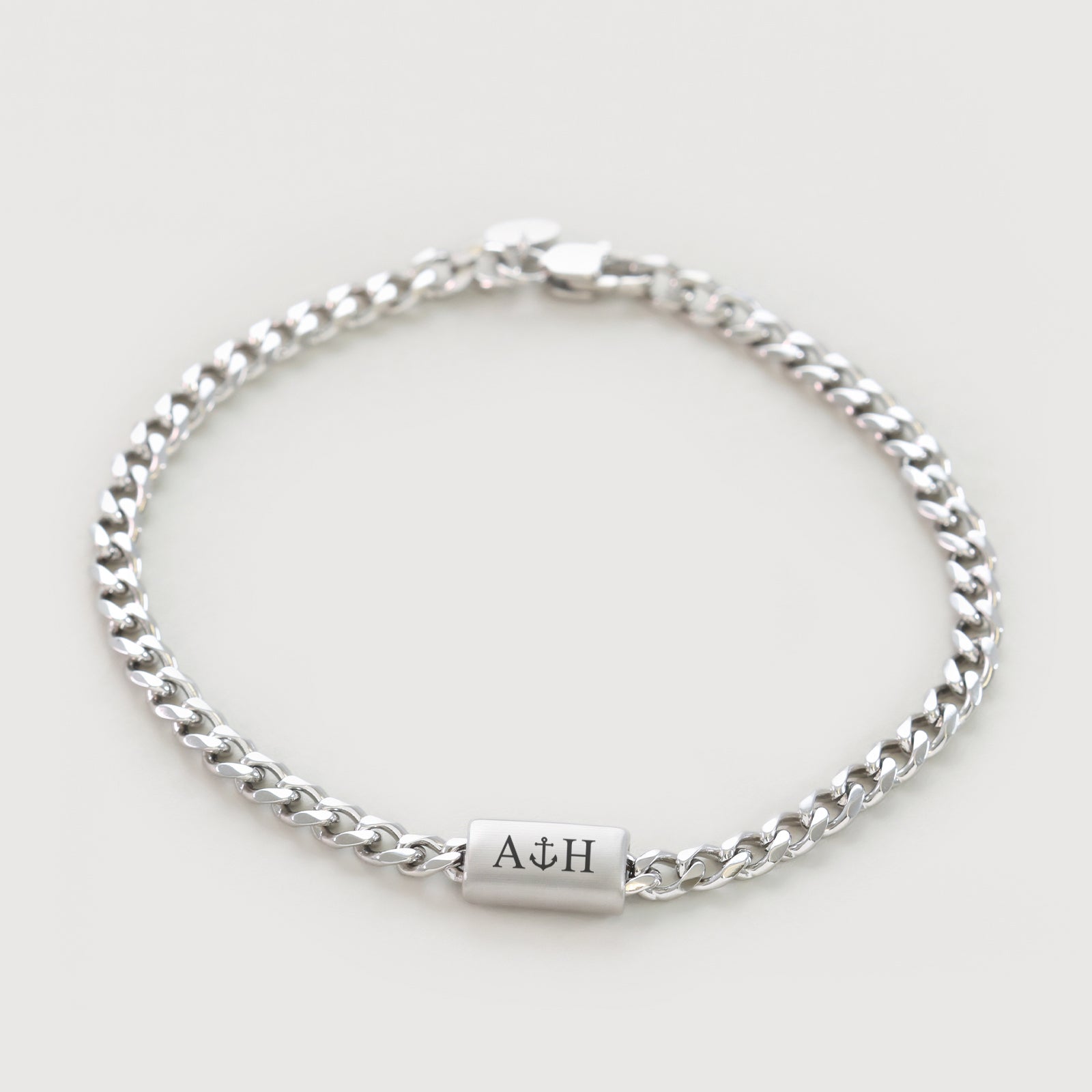 Herren Cuban Armband mit gravierbarer Perle – Edelstahl Herren Armband VIVIANNASCHMUCK