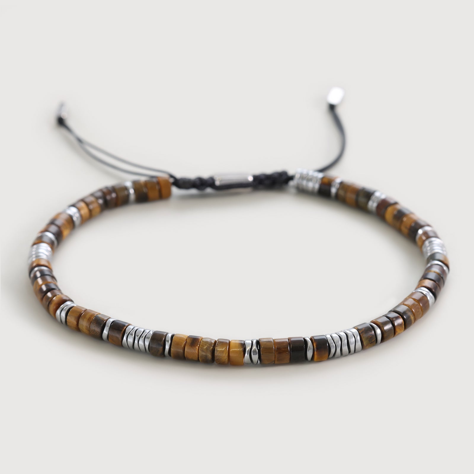 Edelsteinarmband mit Tigerauge und Hämatit - verstellbar Herren Armband VIVIANNASCHMUCK