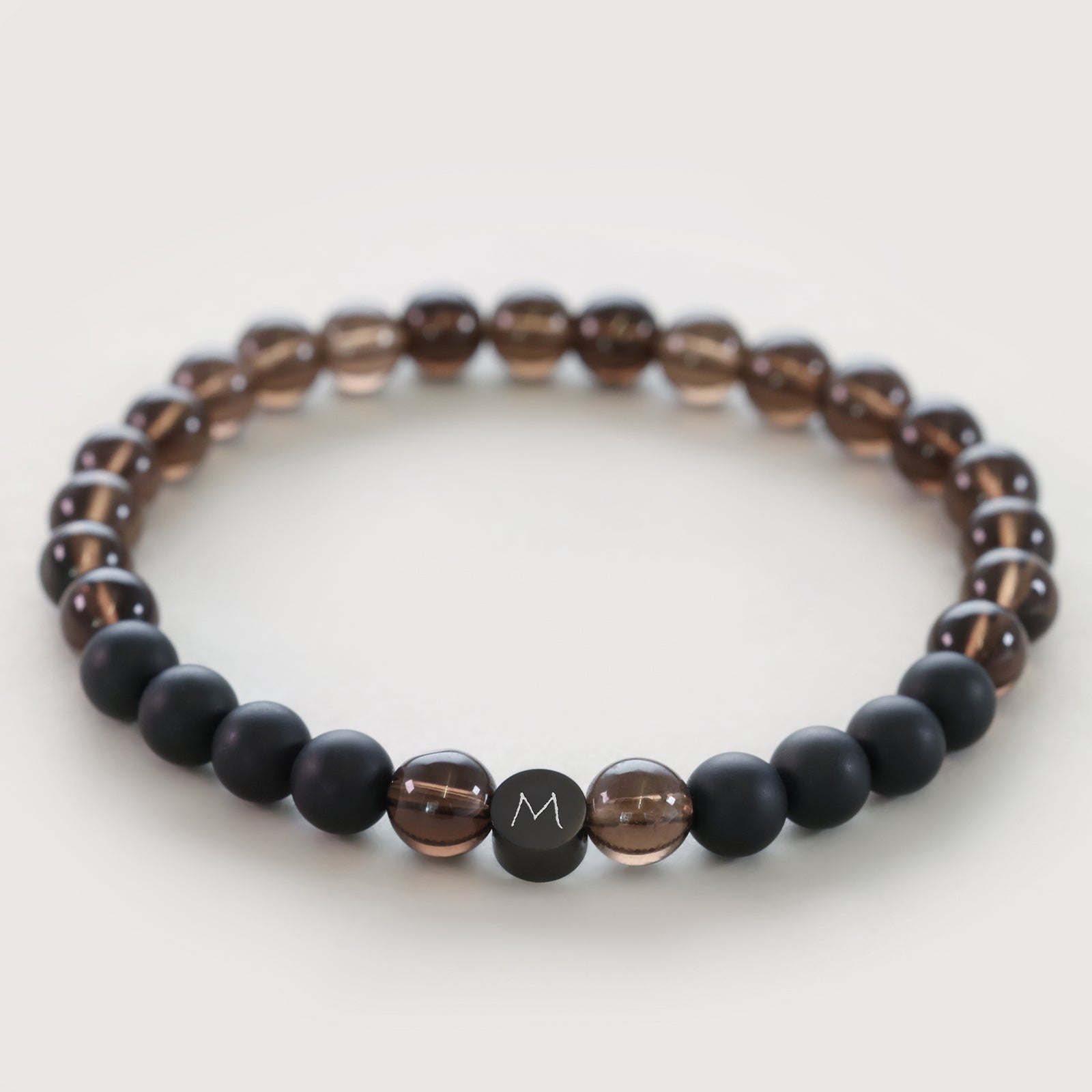 Herren Naturstein-Armband aus Rauchquarz & Onyx - personalisierbar Herren Armband VIVIANNASCHMUCK