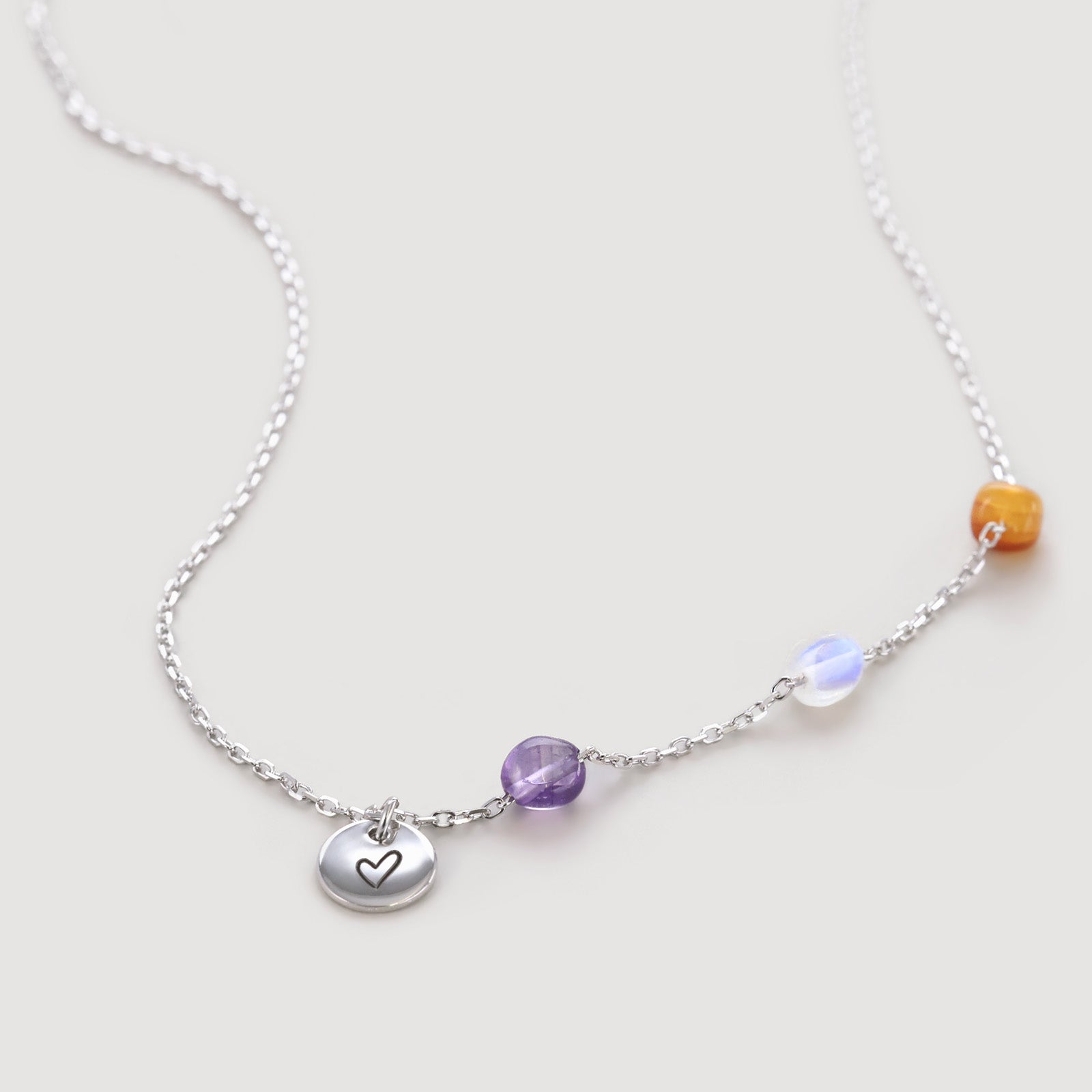 Individuelle Heilenergie-Kette mit personalisiertem Plättchen - 925er Sterling Silber Damen Halskette VIVIANNASCHMUCK