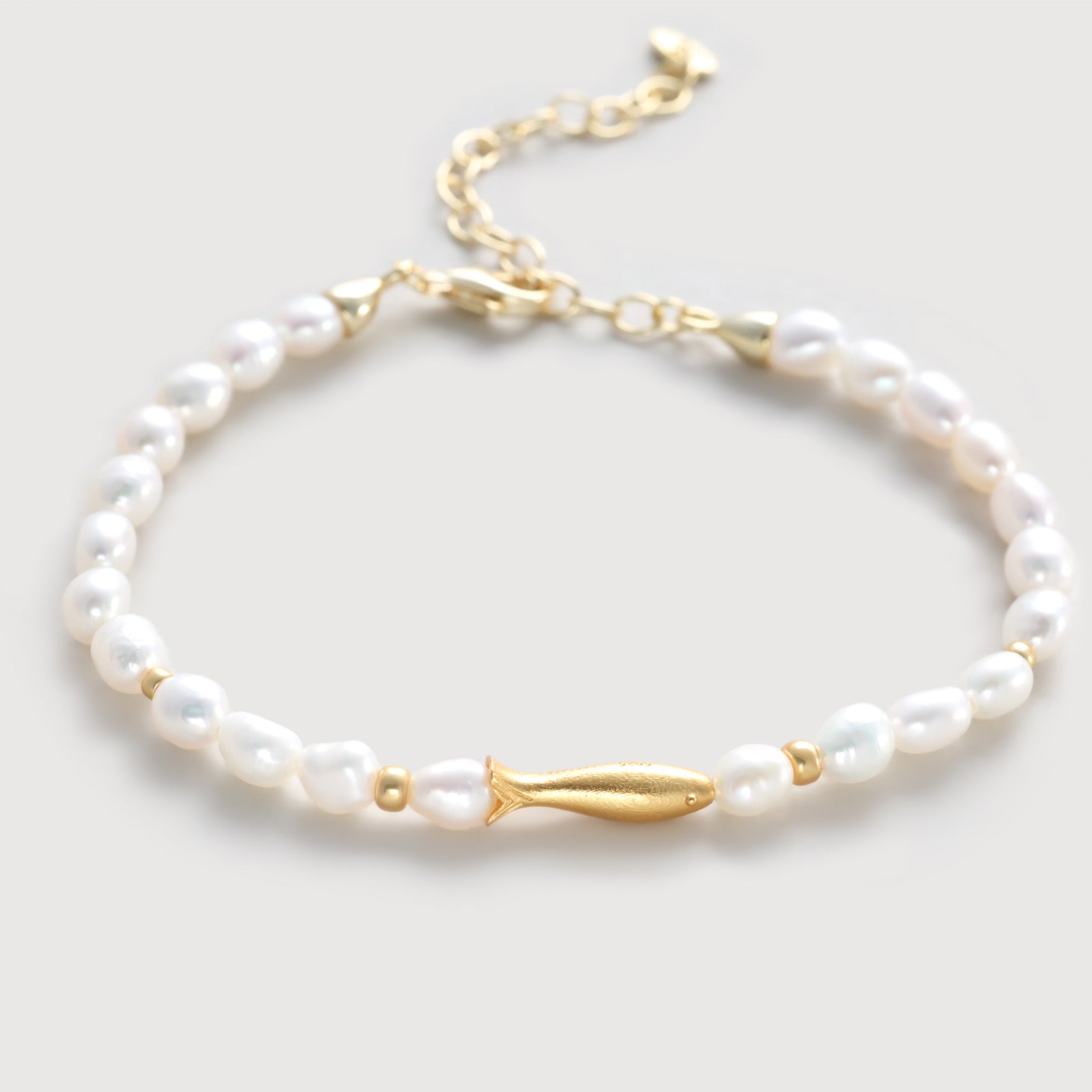 Zartes Fisch Armband aus Süßwasserperlen - 925 Sterling Silber Damen Armband VIVIANNASCHMUCK