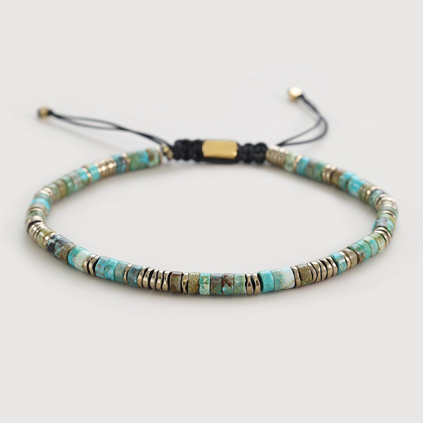 Edelsteinarmband mit Türkis und Hämatit - verstellbar Herren Armband VIVIANNASCHMUCK